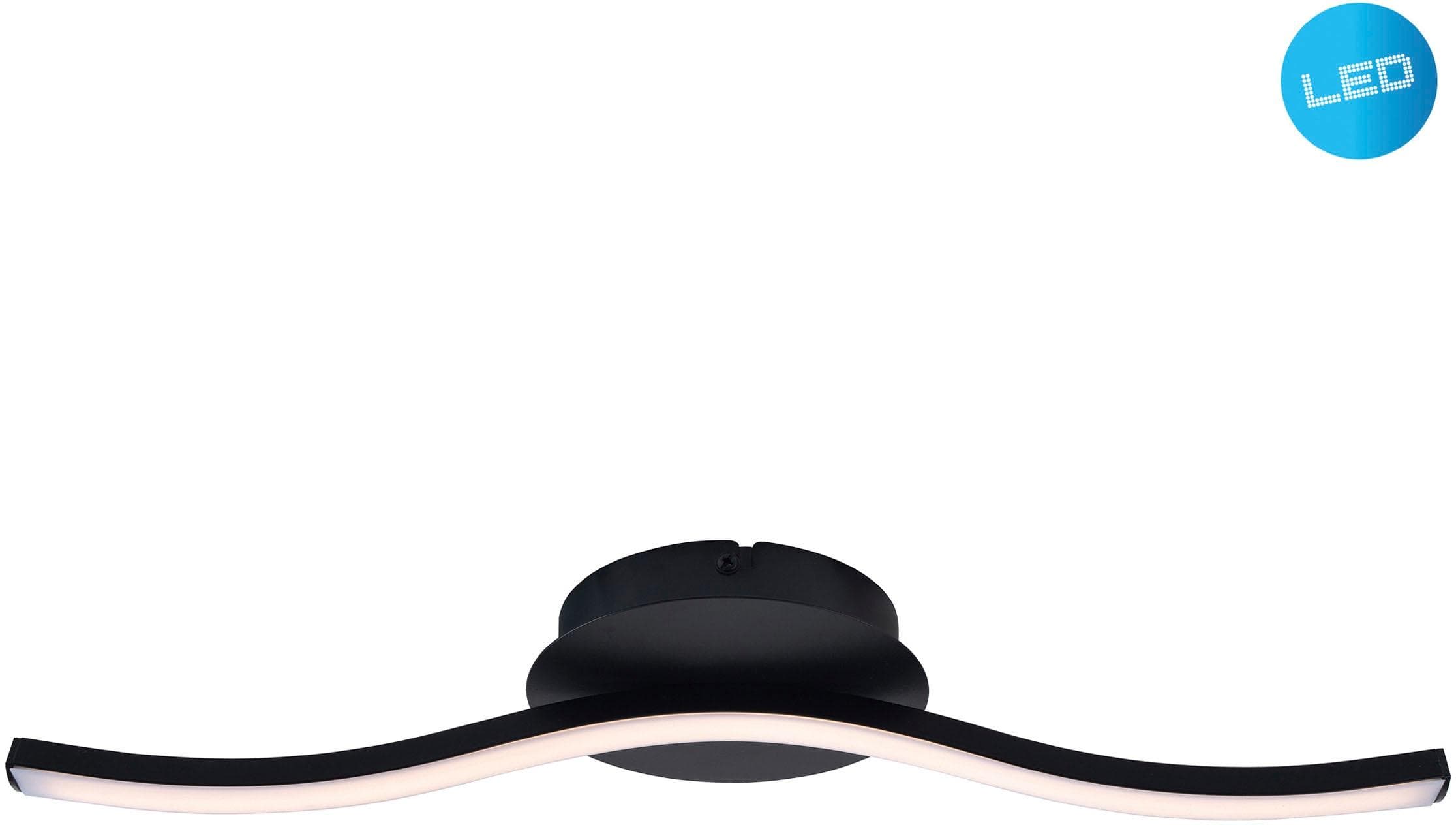 Näve LED Deckenleuchte Onda: Warmweiß, Schwarz-Matt, Modernes Design