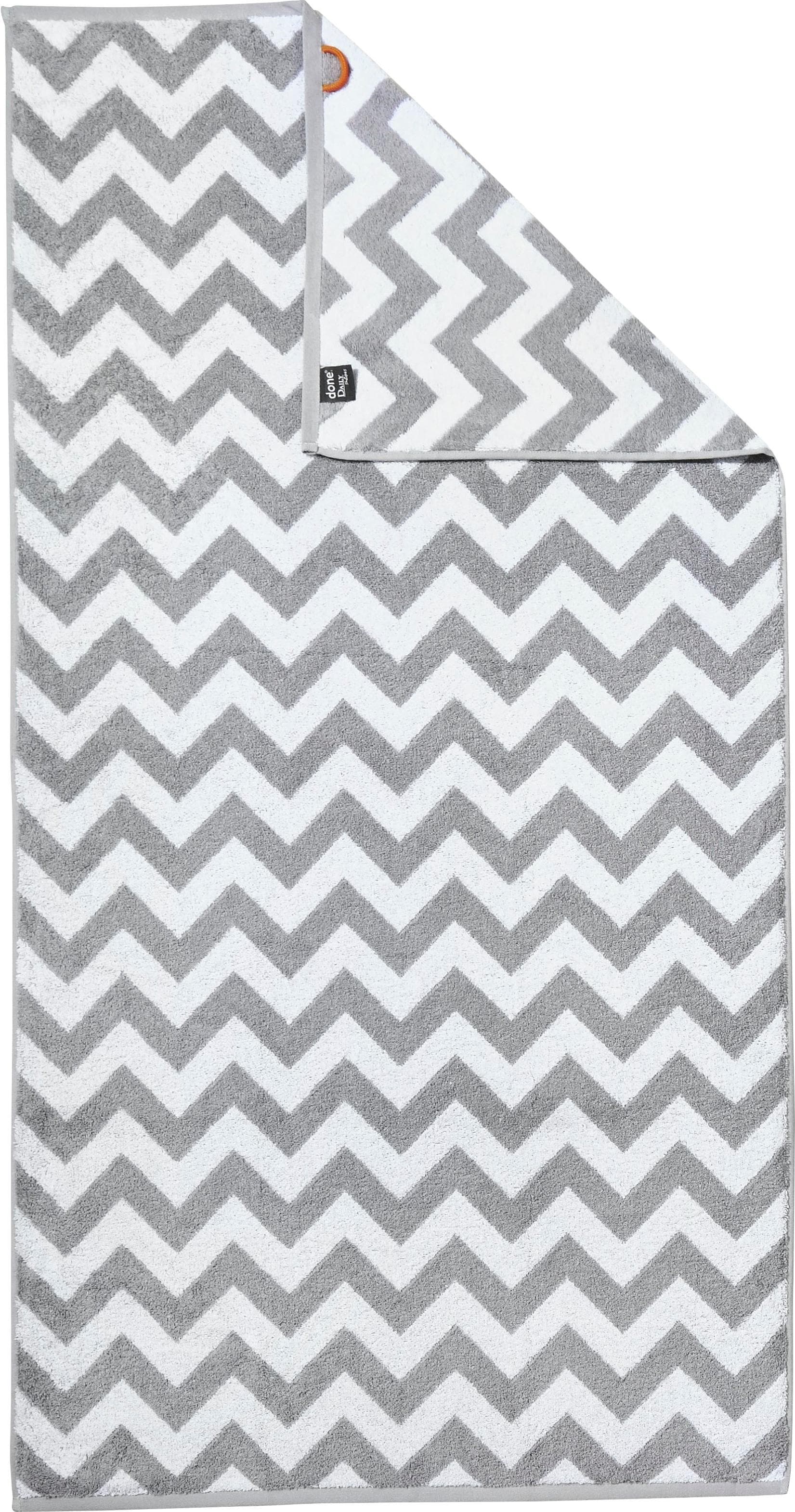 Duschtuch Daily Shapes ZickZack: Jacquard-Walkfrottier von DONE®