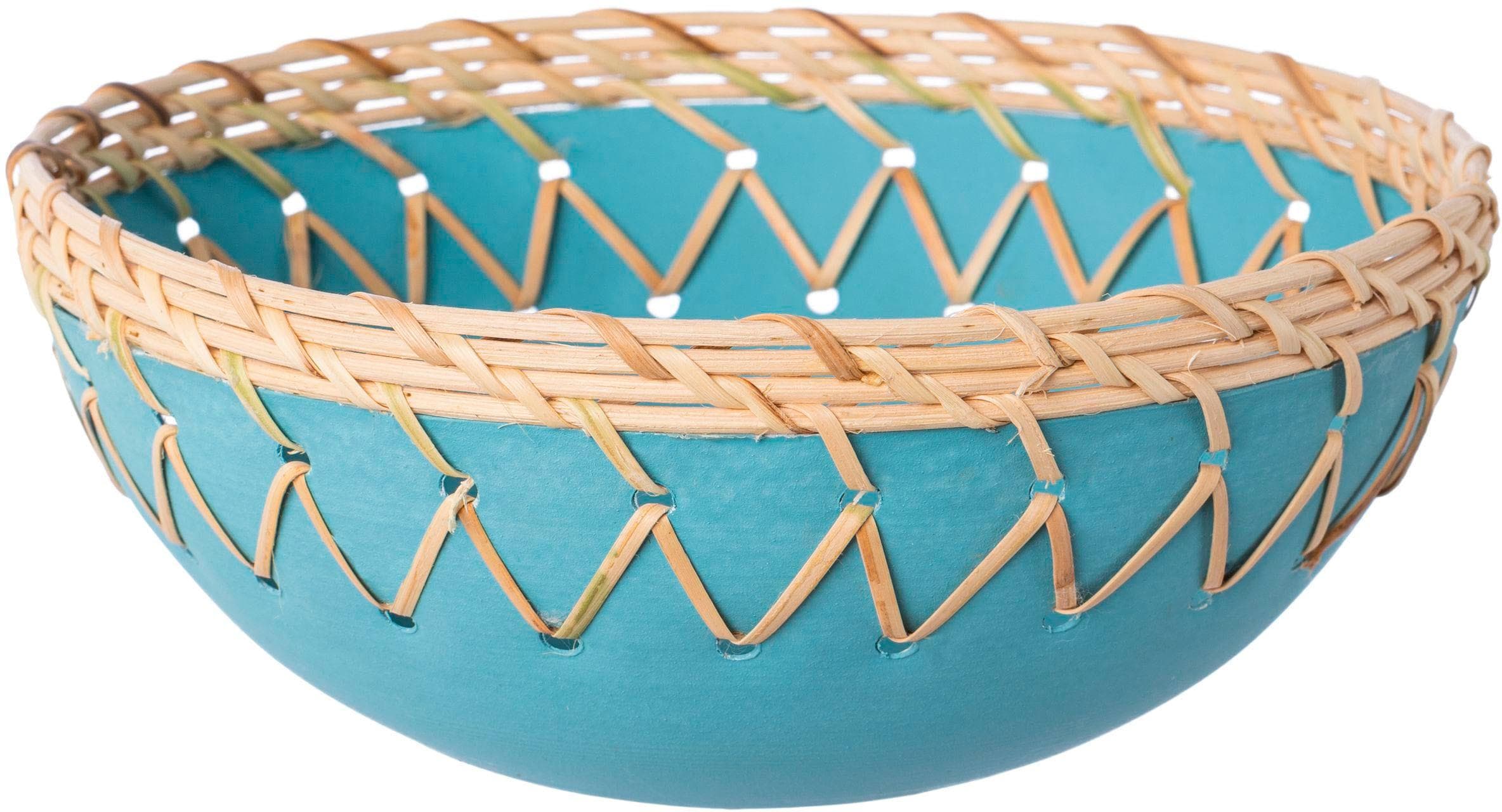 Dekoschale CREATIV HOME Schale mit Sisalverzierung Blau Metall