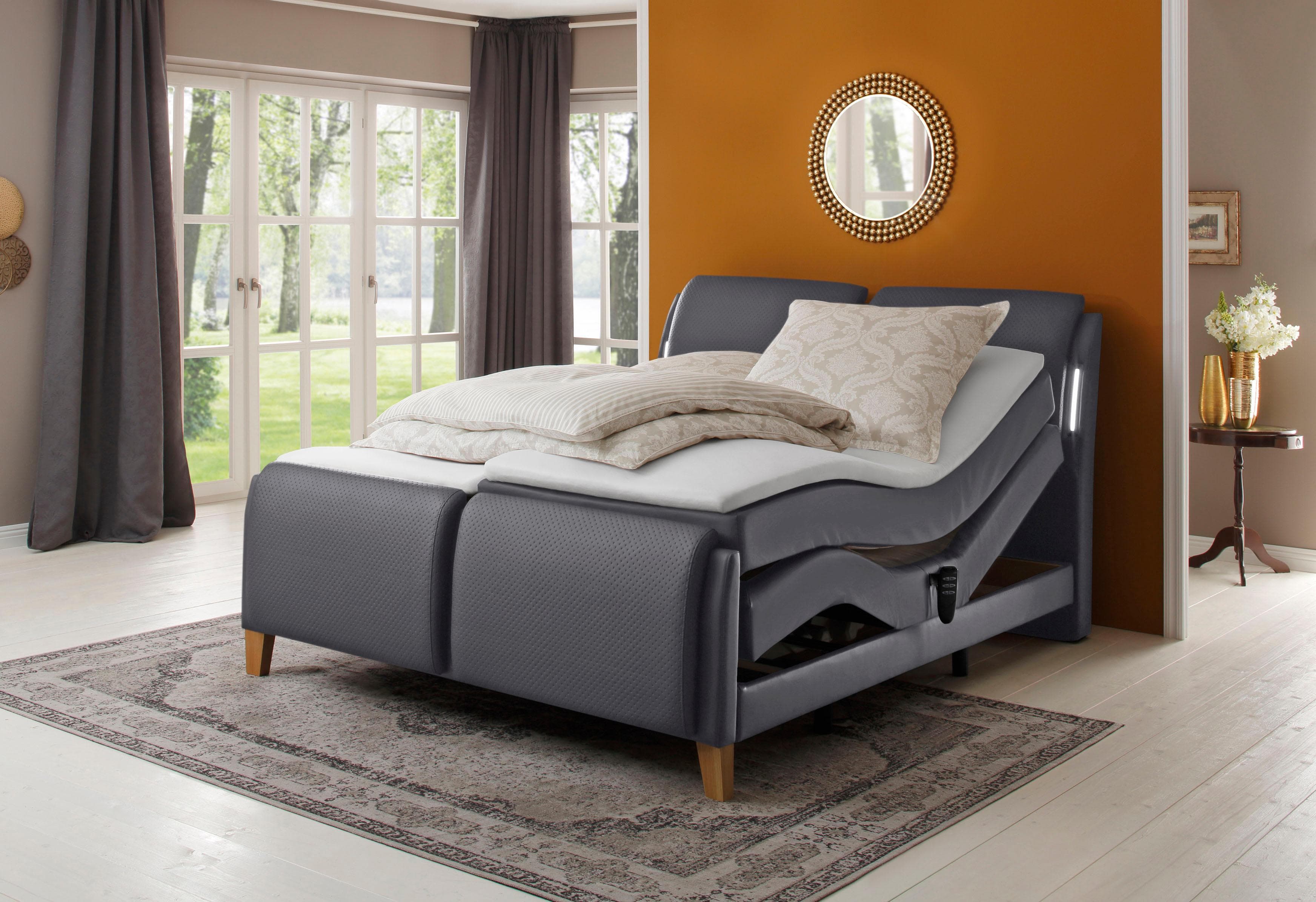 HOME AFFAIRE Messina2 Boxspringbett Grau Elektrisch Verstellbar