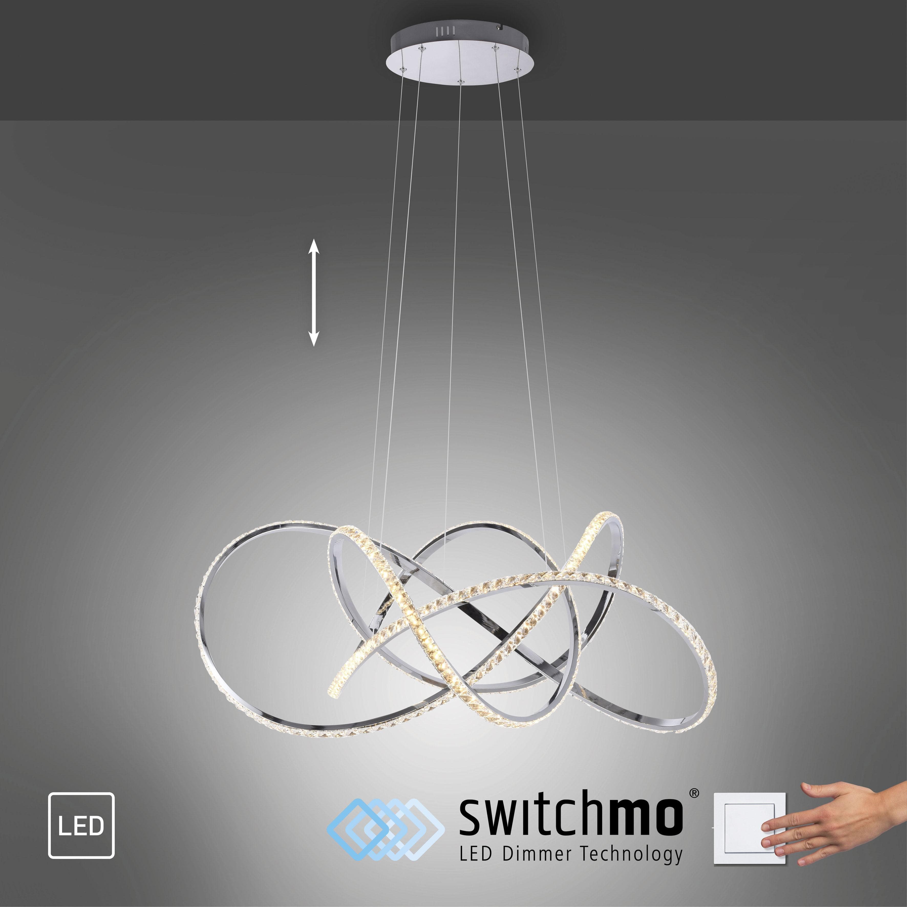PAUL NEUHAUS KIRIBI LED Pendelleuchte: Chrom & Kristall Design mit Dimmer