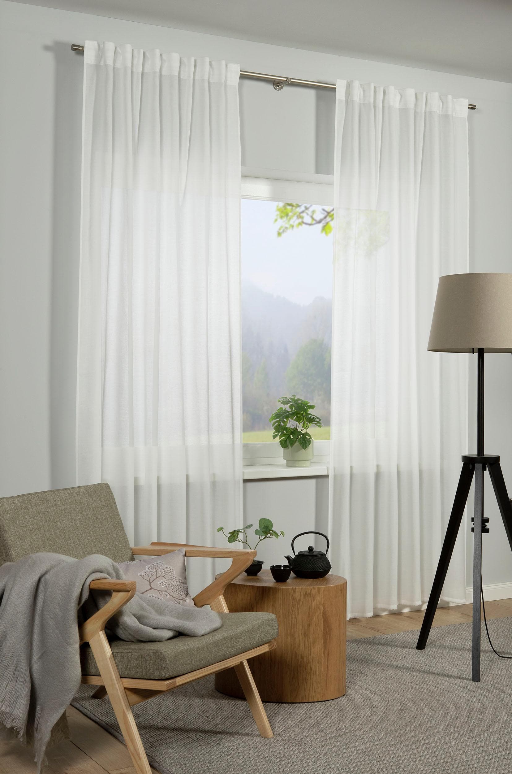 Gardinia GRS Schal Zen Silence Gardine Weiß Blickdicht