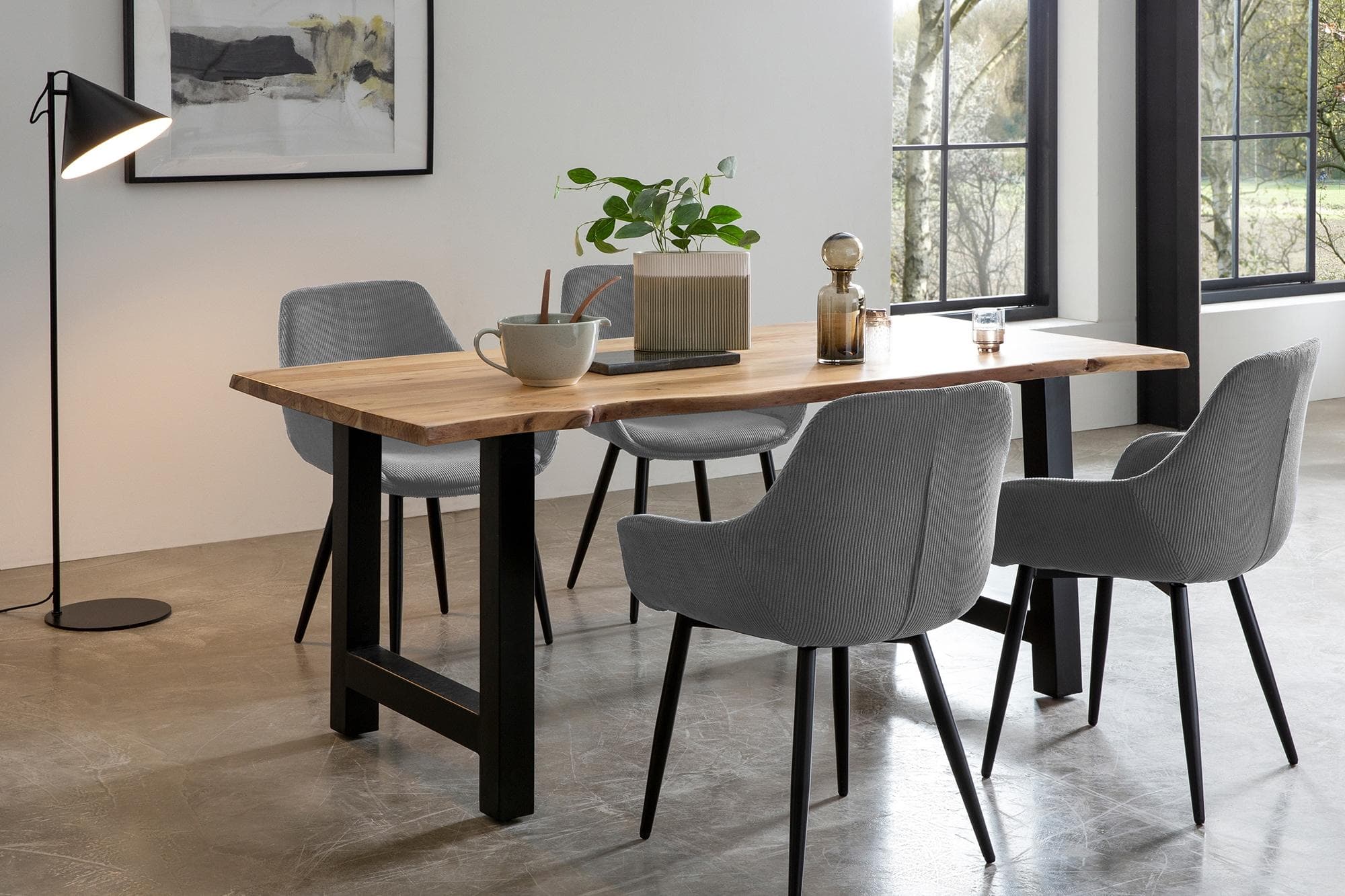 Salesfever Essgruppe 5-tlg. Grau/Schwarz Akazie Metall
