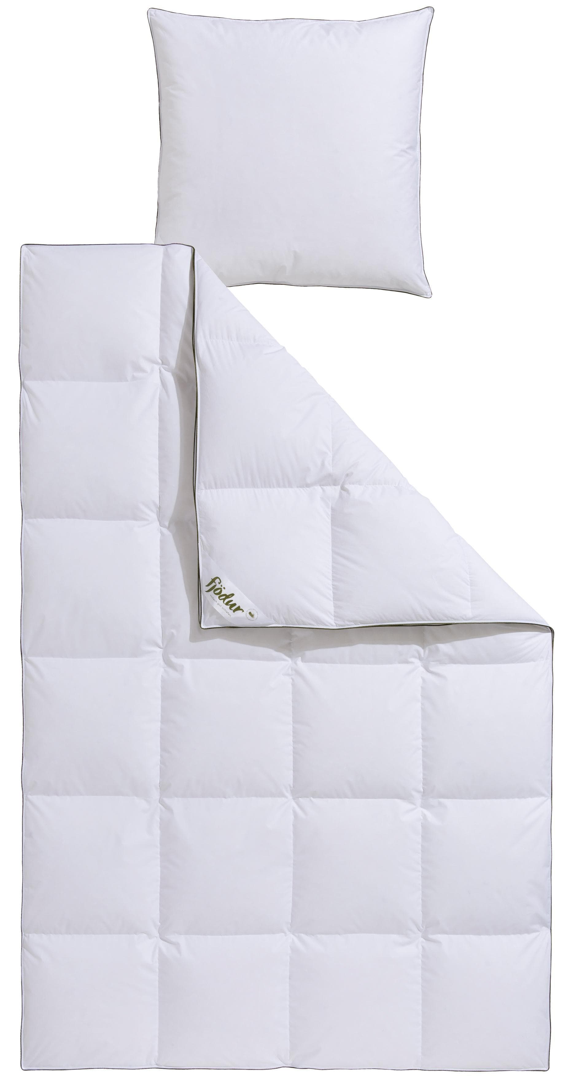 FJÖDUR Daunenbettdecke + Federkissen Set Weiß Warm