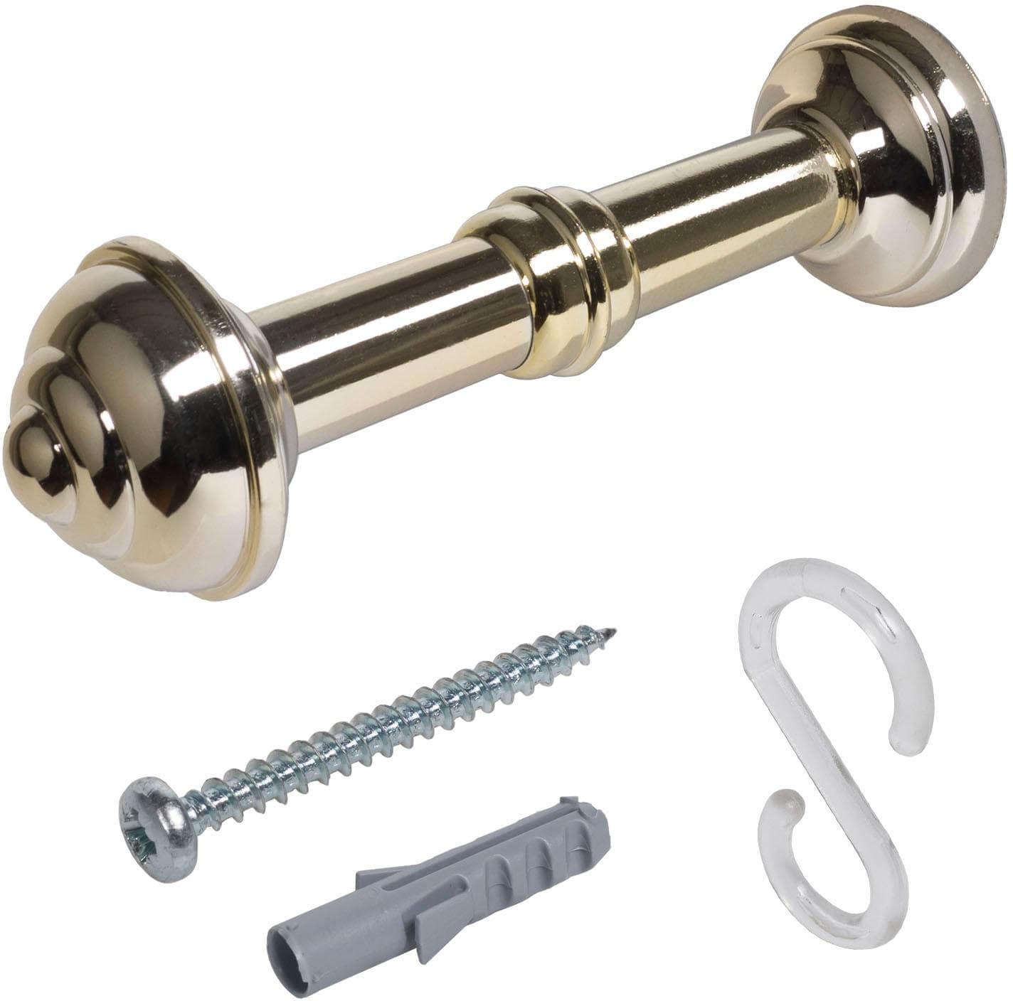 Liedeco Raffhalter Gardinenhalter in Weiß, Vermessingt & Holz