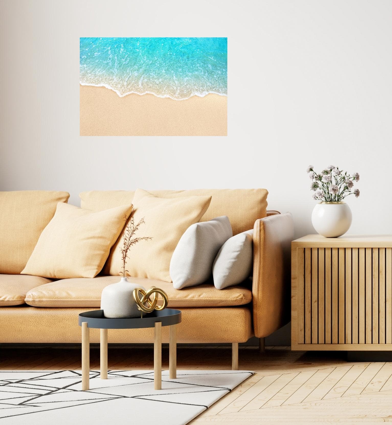 QUEENCE Wandsticker Beach türkis-blau Selbstklebend Wandtattoo