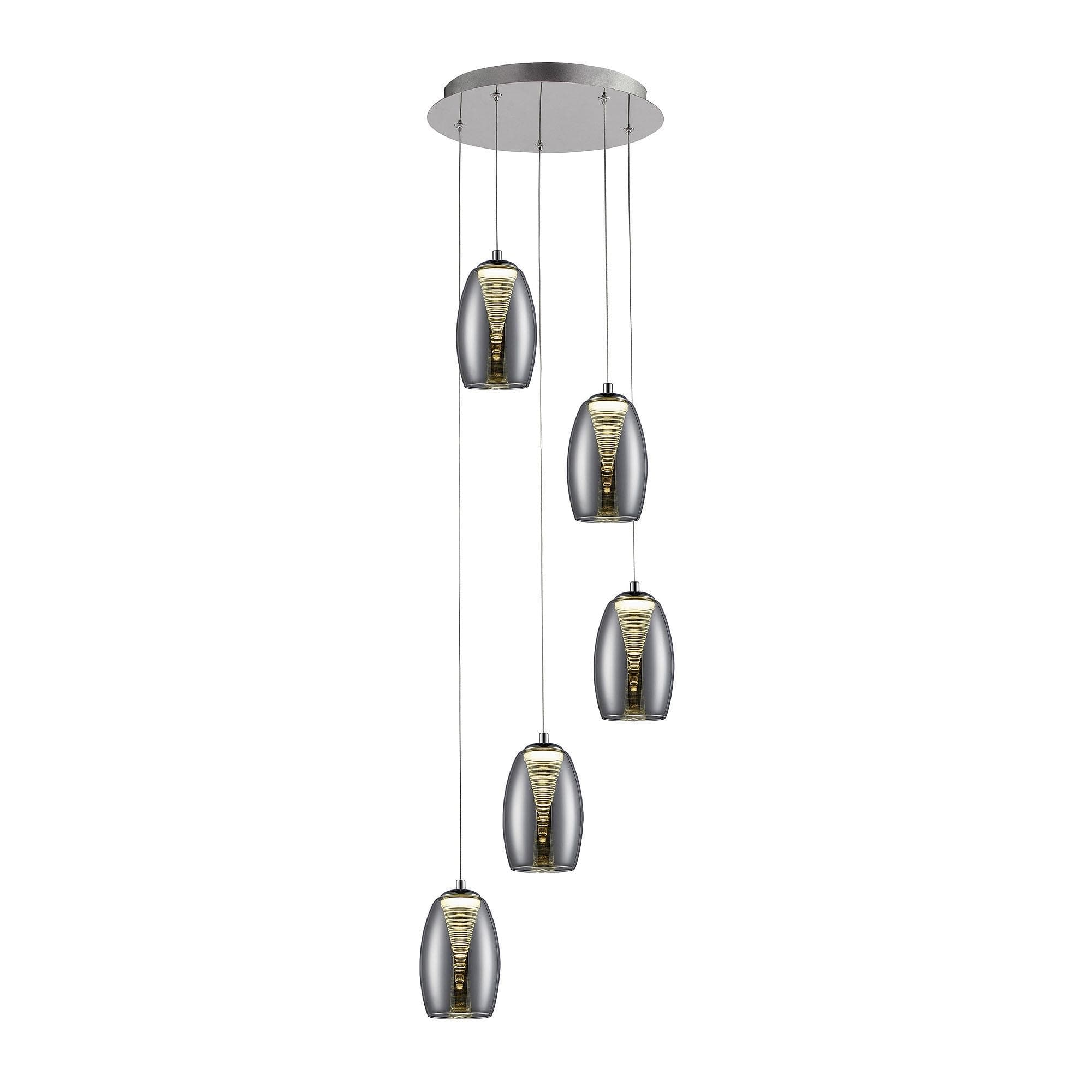 BRILLIANT Pendelleuchte Metropolis LED 5-flg. chrom/rauchglas EasyDim