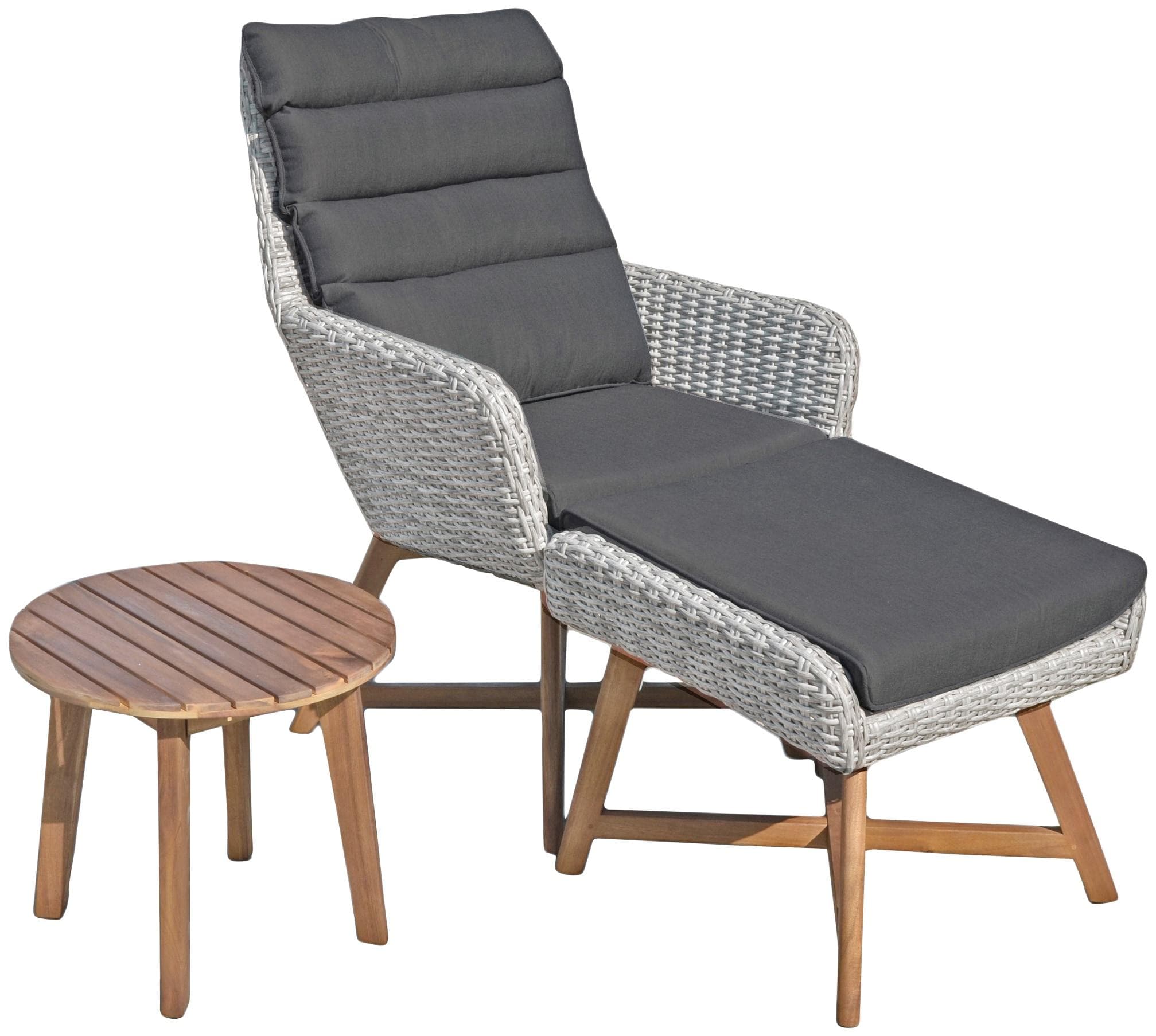 Garten-Essgruppe GARDEN PLEASURE CALVIA Grau Braun Aluminium Massivholz