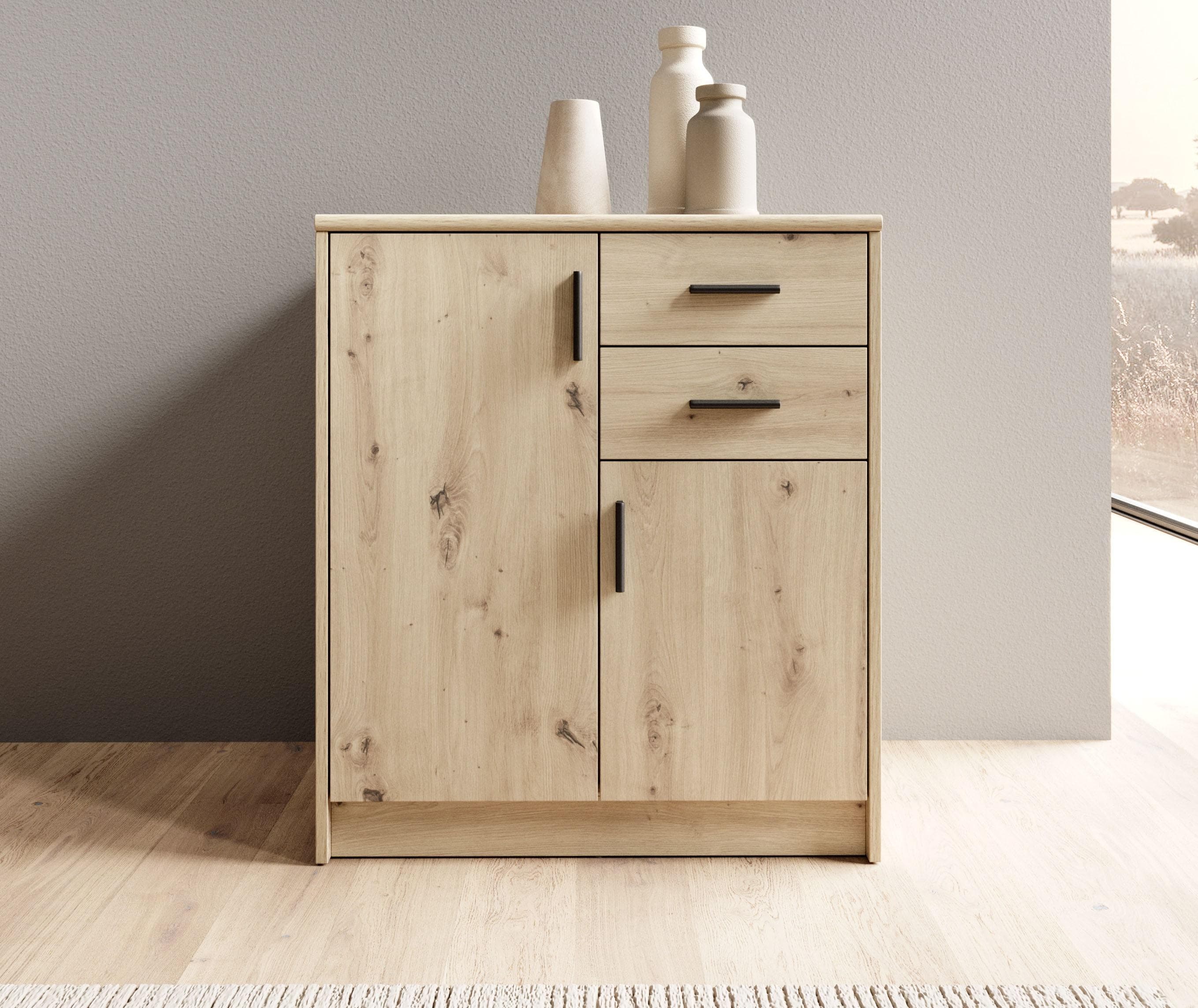 HBZ Nelly Sideboard 74x86x50cm Braun Eiche 2 Türen 2 Schubladen