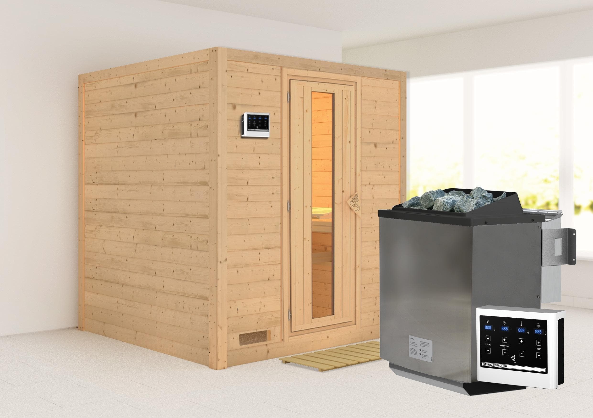 Sauna KARIBU "Menja" Bio-Kombiofen 9 kW