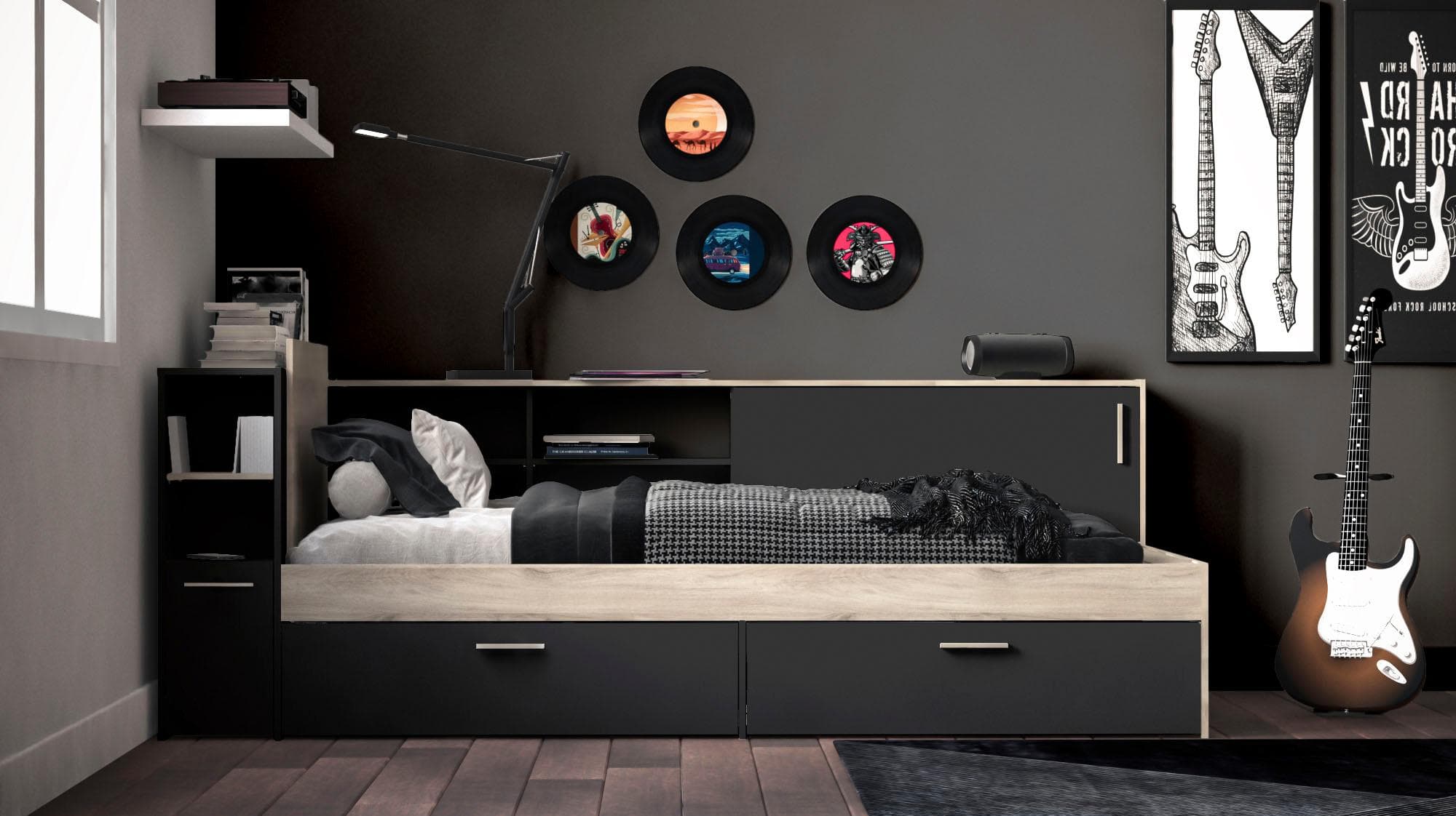 Stauraumbett DEMEYERE GROUP Life Schwarz mit viel Stauraum