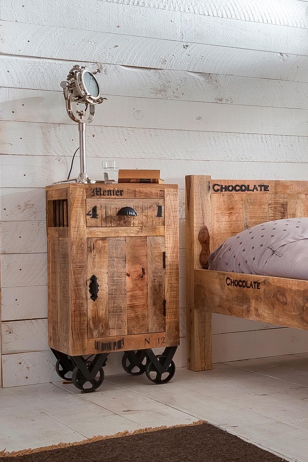 Kommode SIT Rustic Massivholz Schwarz Natur Industrial