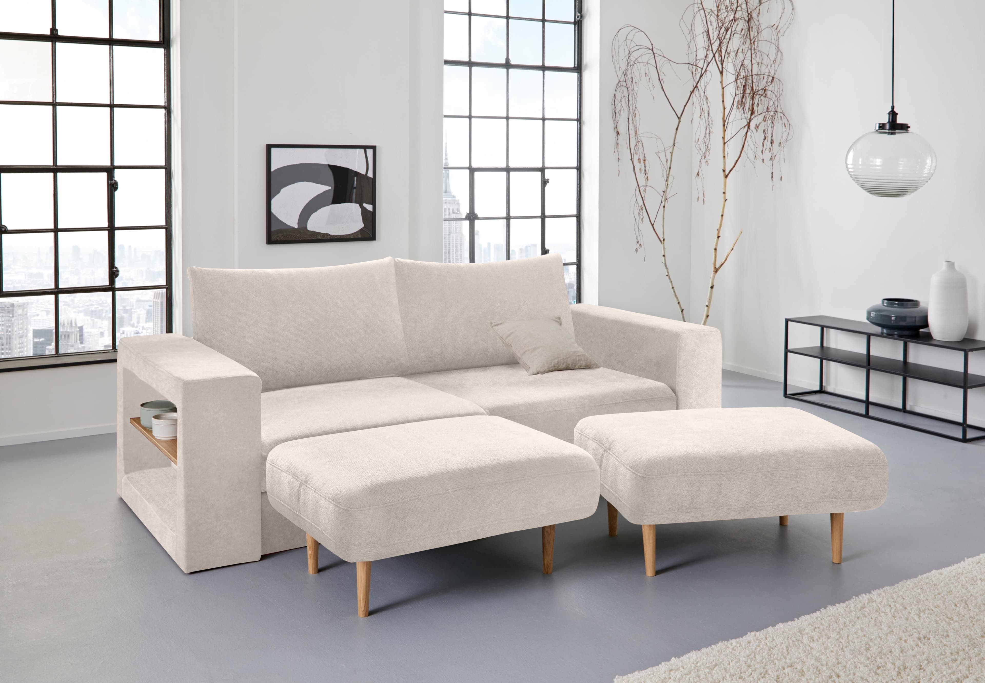 LOOKS BY WOLFGANG JOOP 3,5-Sitzer Sofa Looksvb Beige mit Hockern