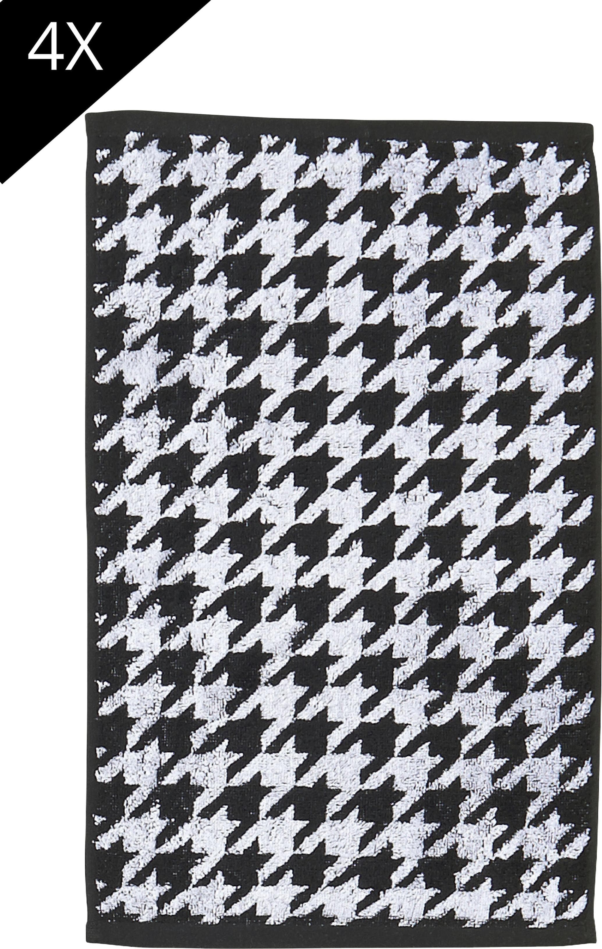 DONE. Handtuch Set Daily Shapes Bird Schwarz-Weiß 4-tlg. Jacquard