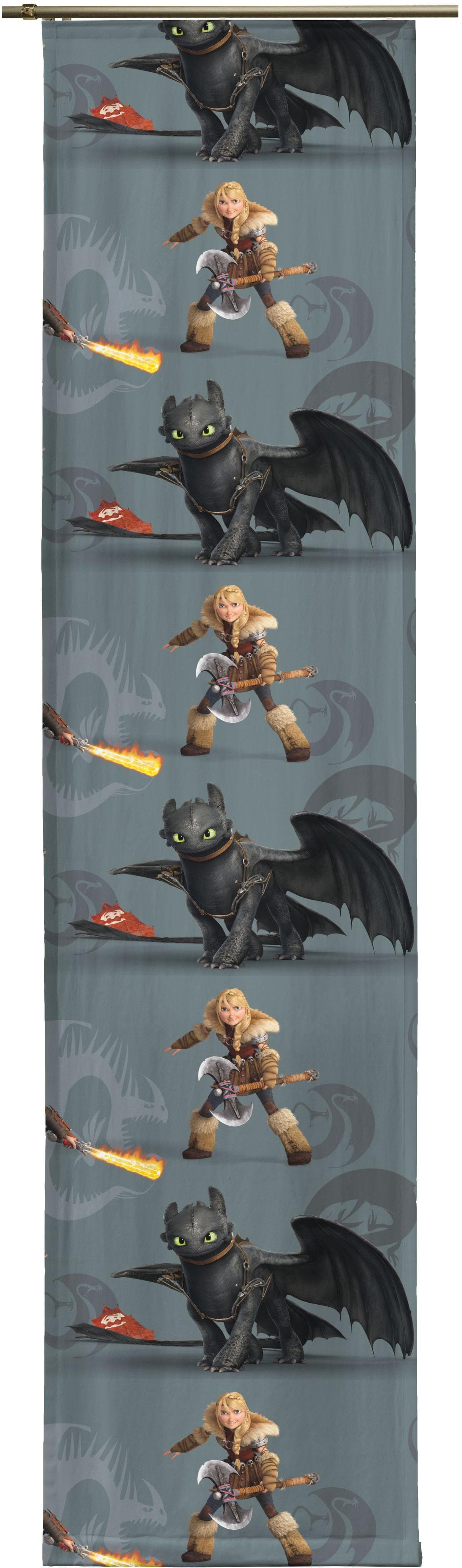 Schiebegardine WIRTH "Dragons" Gr. 3 Grau Polyester