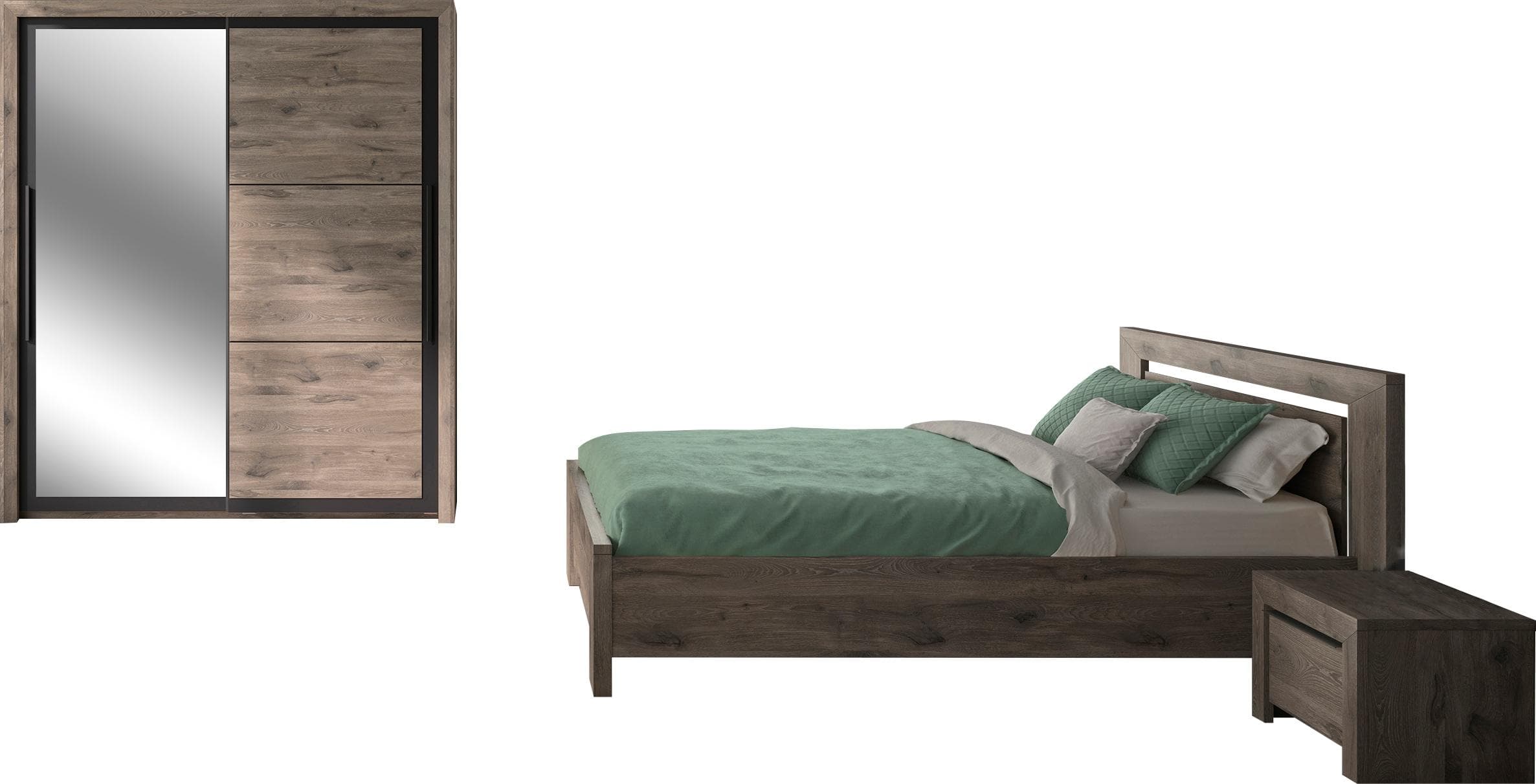 Jugendzimmer-Set GAMI Brugge Braun Eiche Spanplatte 140x200cm