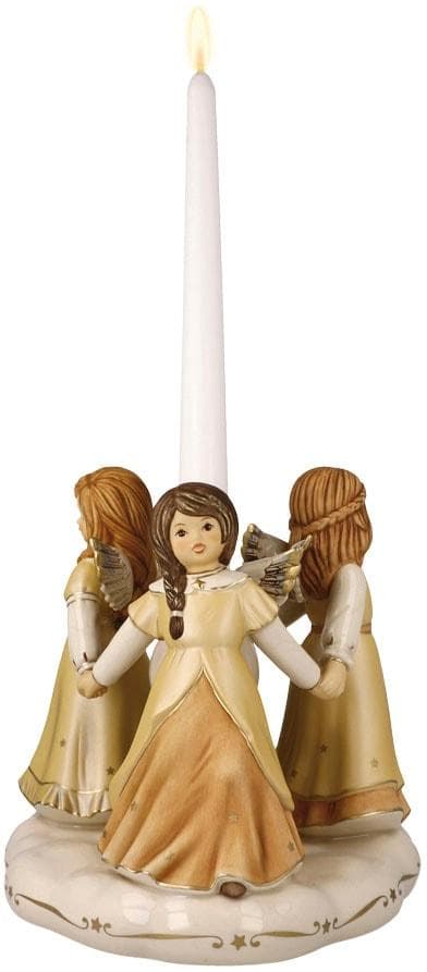Goebel Engelfigur Himmlischer Reigen Champagner - Steingut Kerzenhalter