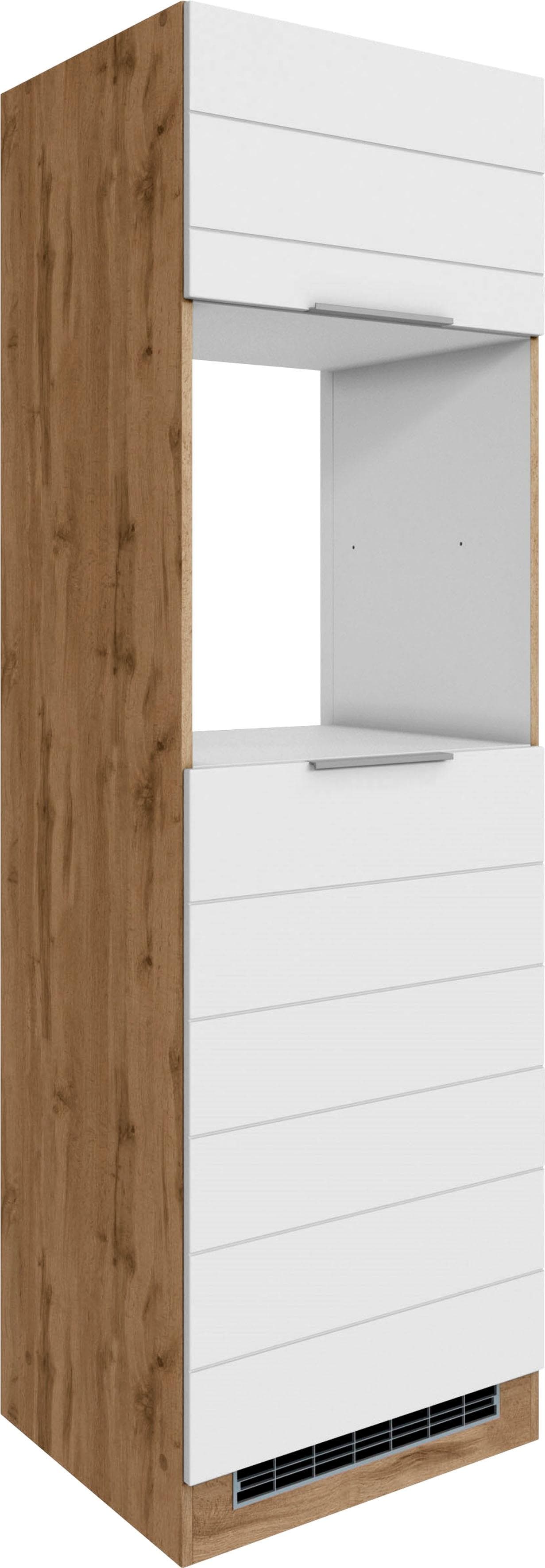 Hochwertiger Backofen-Kühlschrank mit MDF-Front und eleganter Lisene