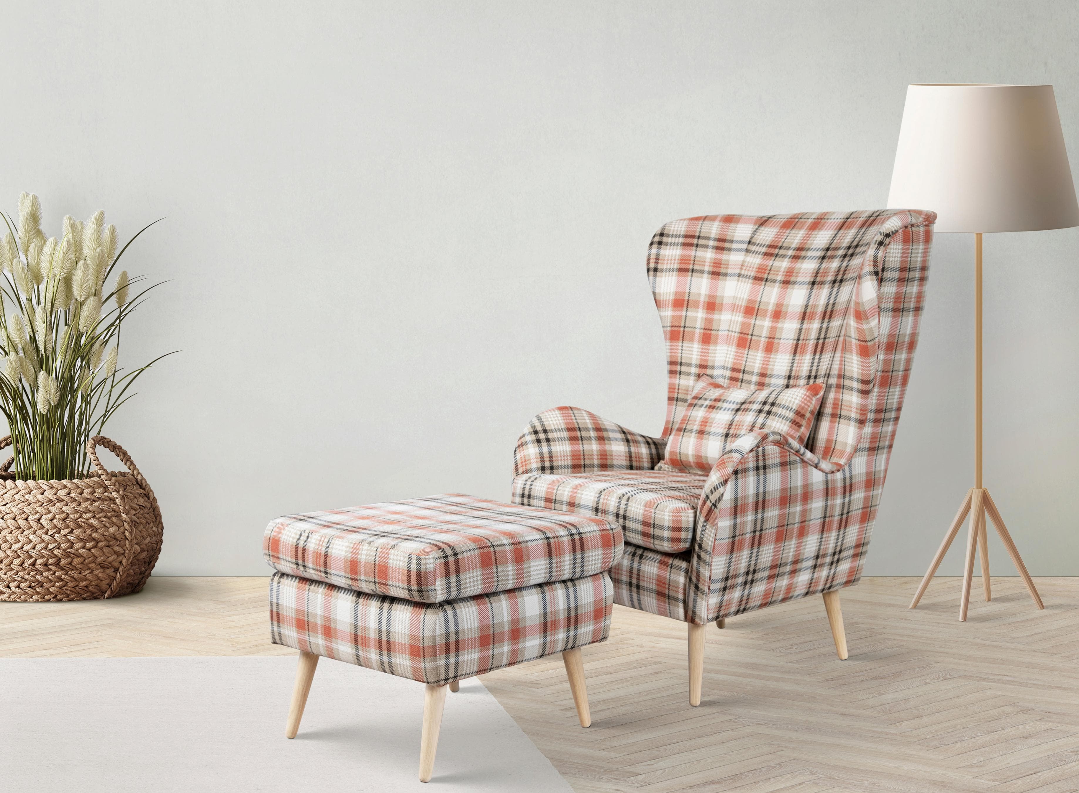 Home Affaire Polstergarnitur Charles Beige/Braun mit Hocker