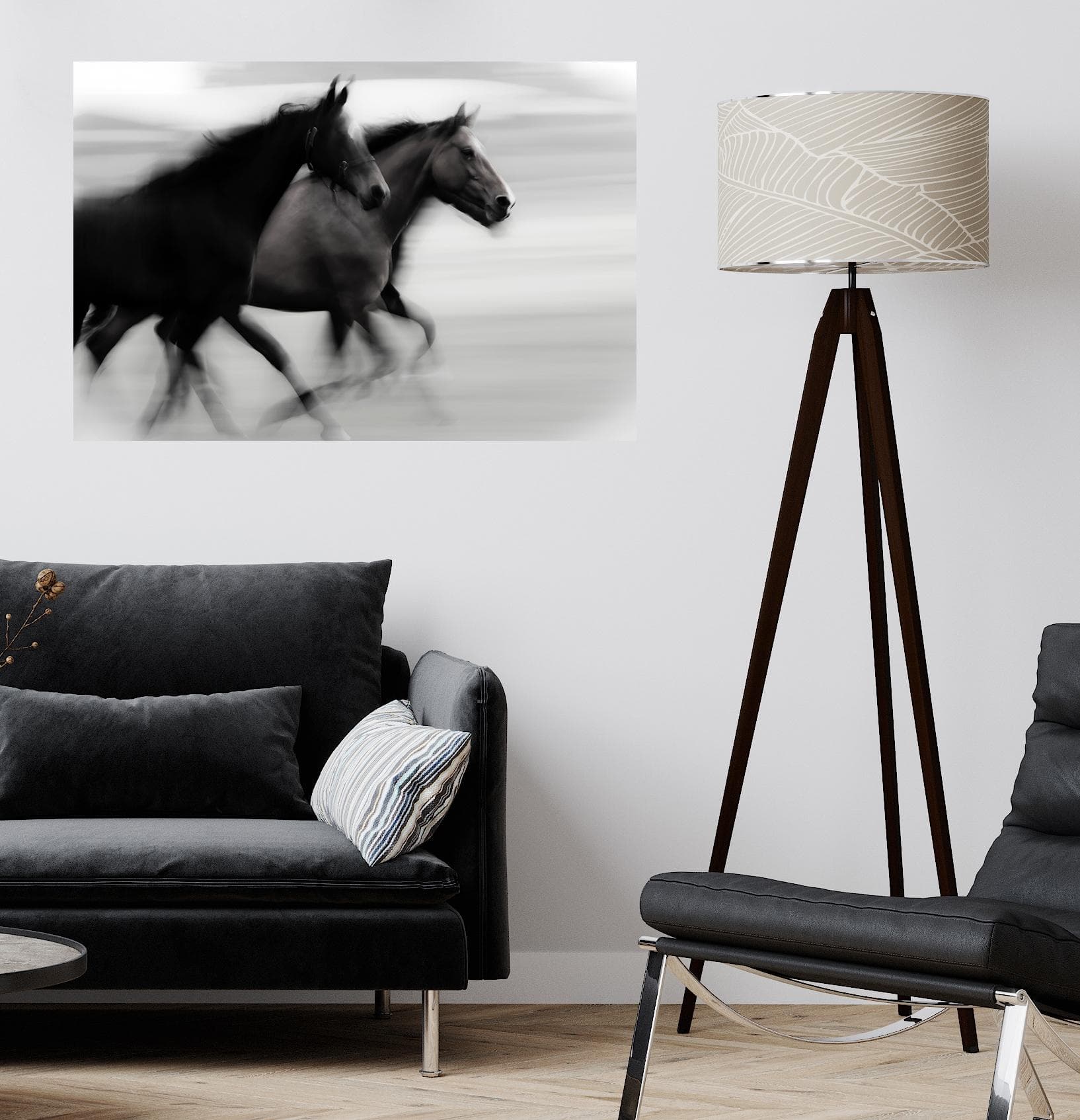 QUEENCE Wandsticker Horses Schwarz Wandtattoo Selbstklebend