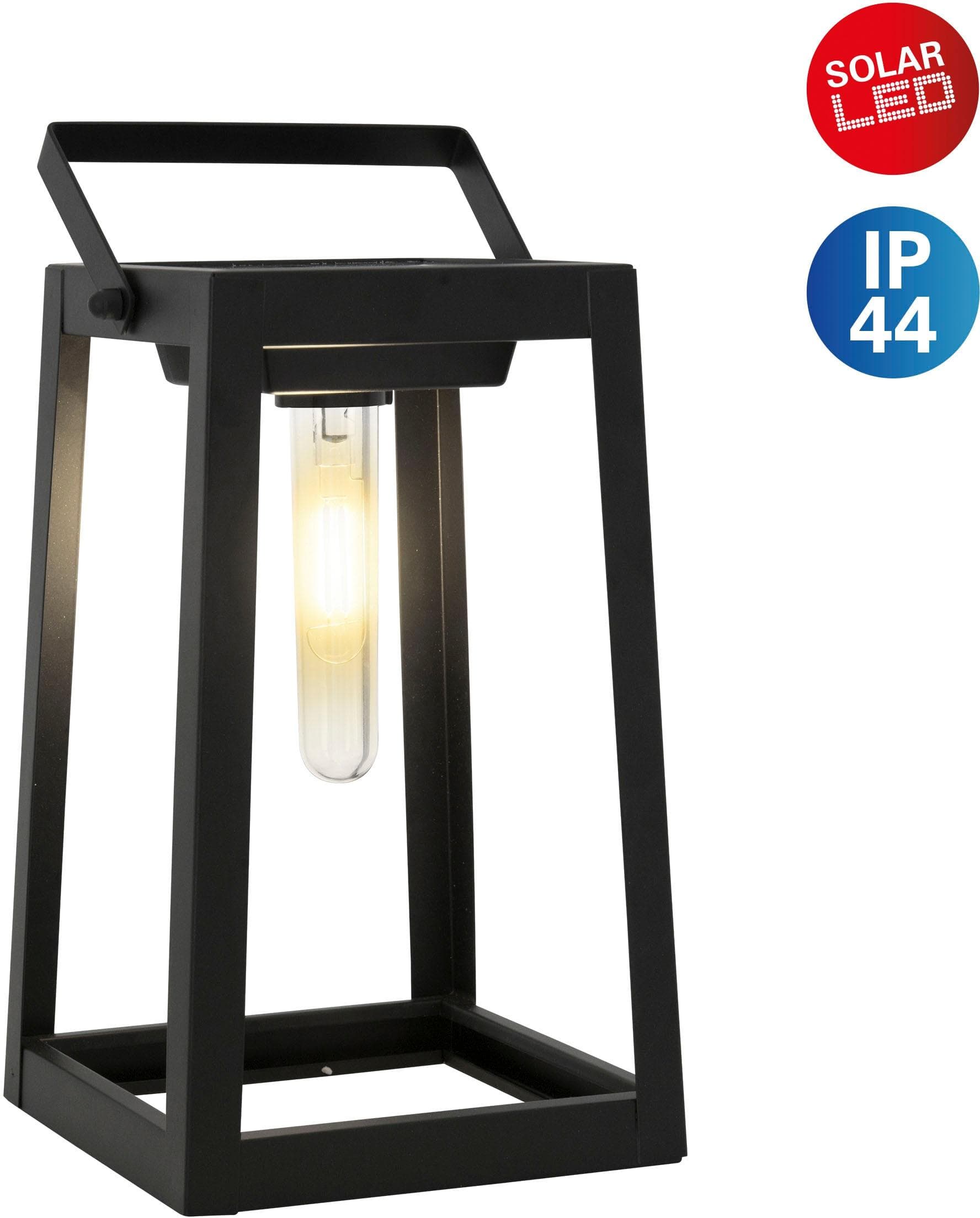 Näve LED Solarleuchte Gartenlaterne Schwarz mit Tageslichtsensor