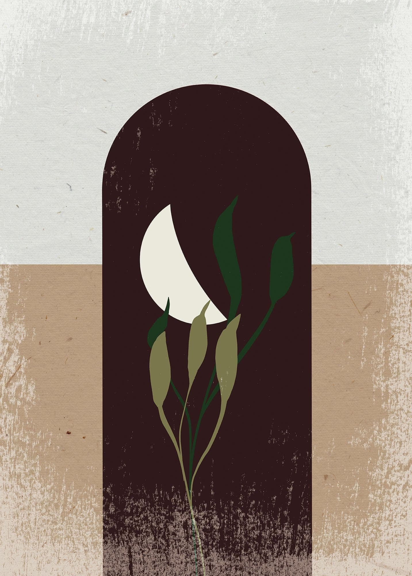 Komar Wandbild Silence Half Moon Braun Natur