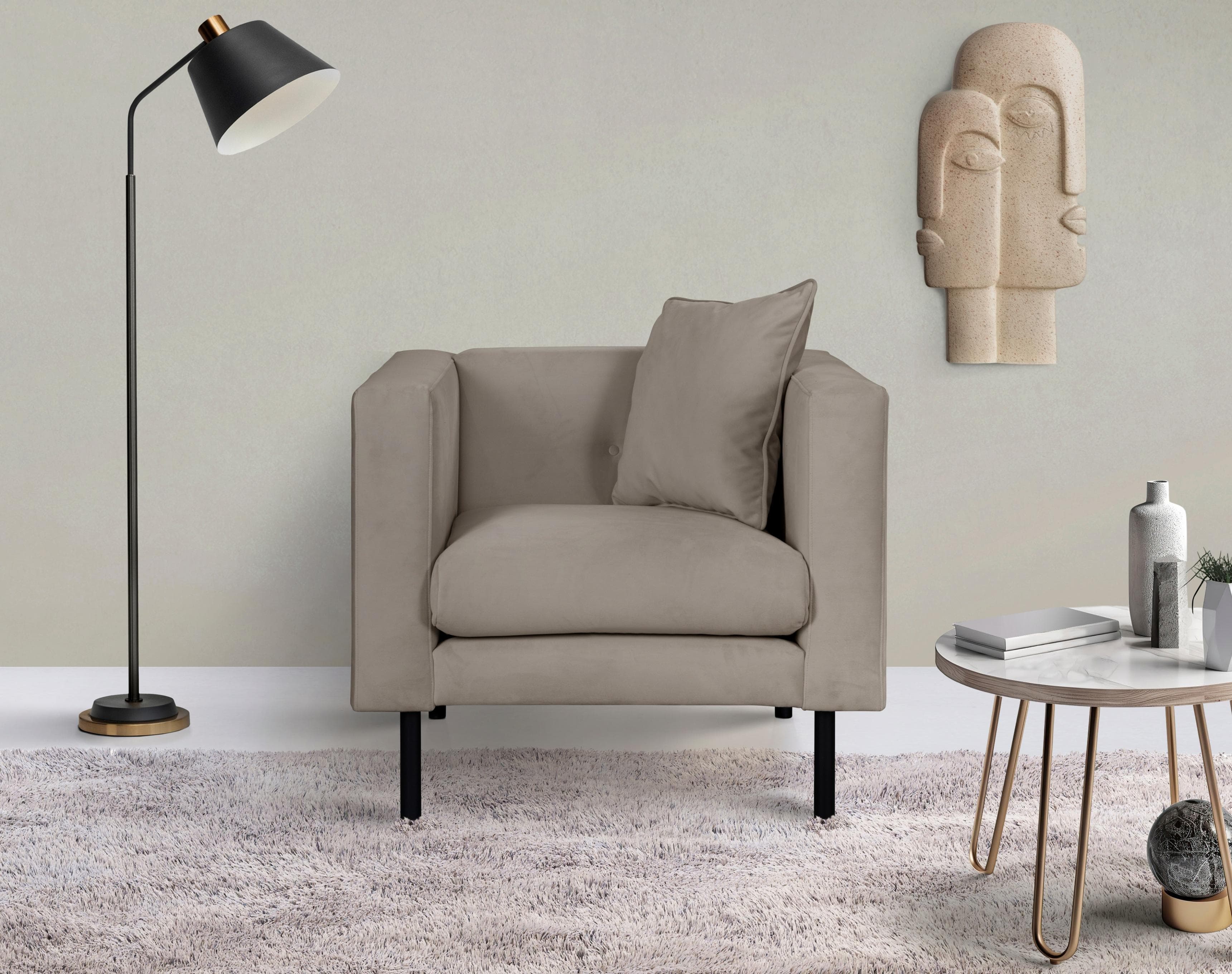 HOME AFFAIRE Lillibeth Loungesessel Schlammbraun Polyester