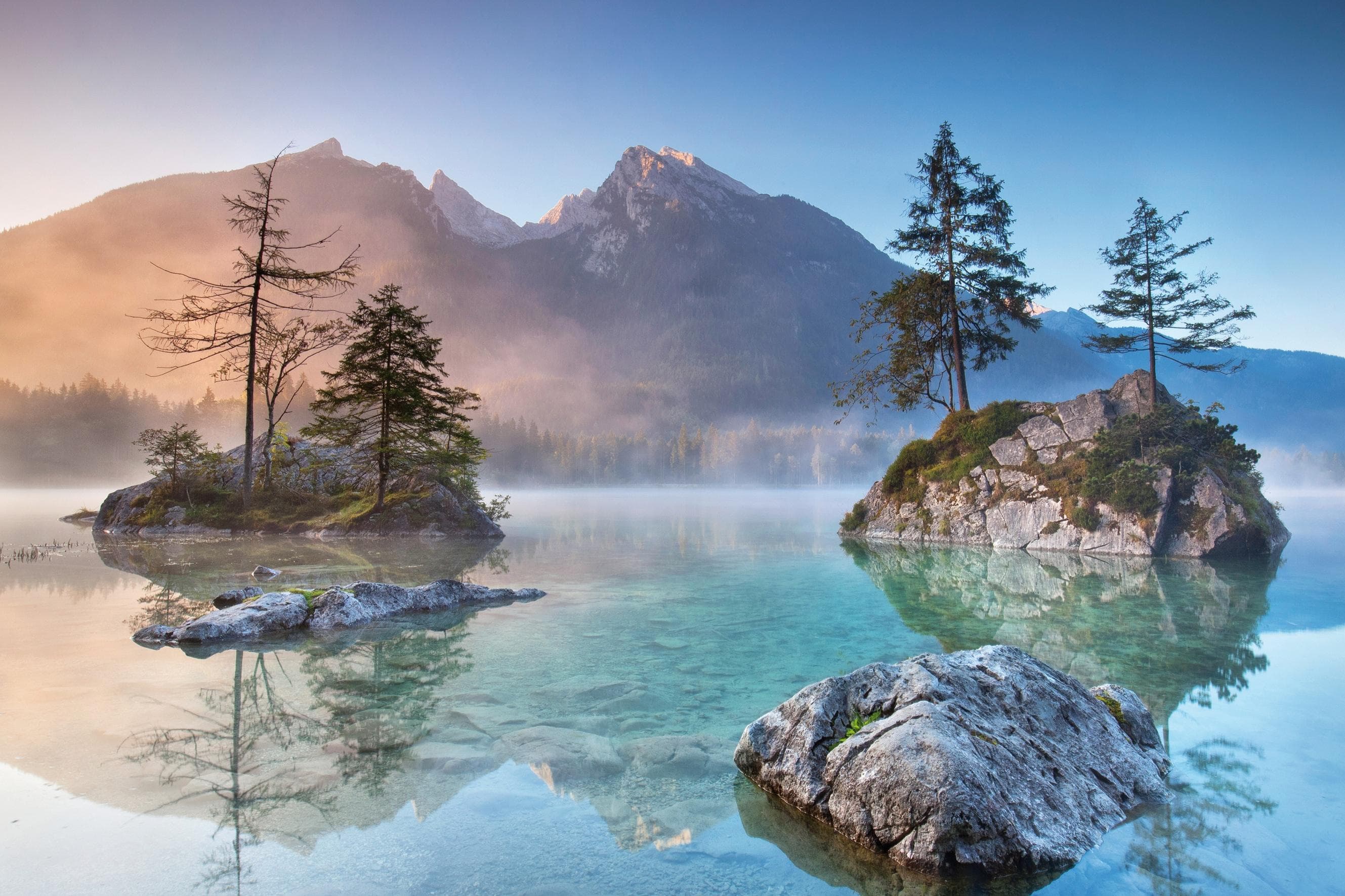 Leinwandbild BÖNNINGHOFF See Blau Grau Rot Grün