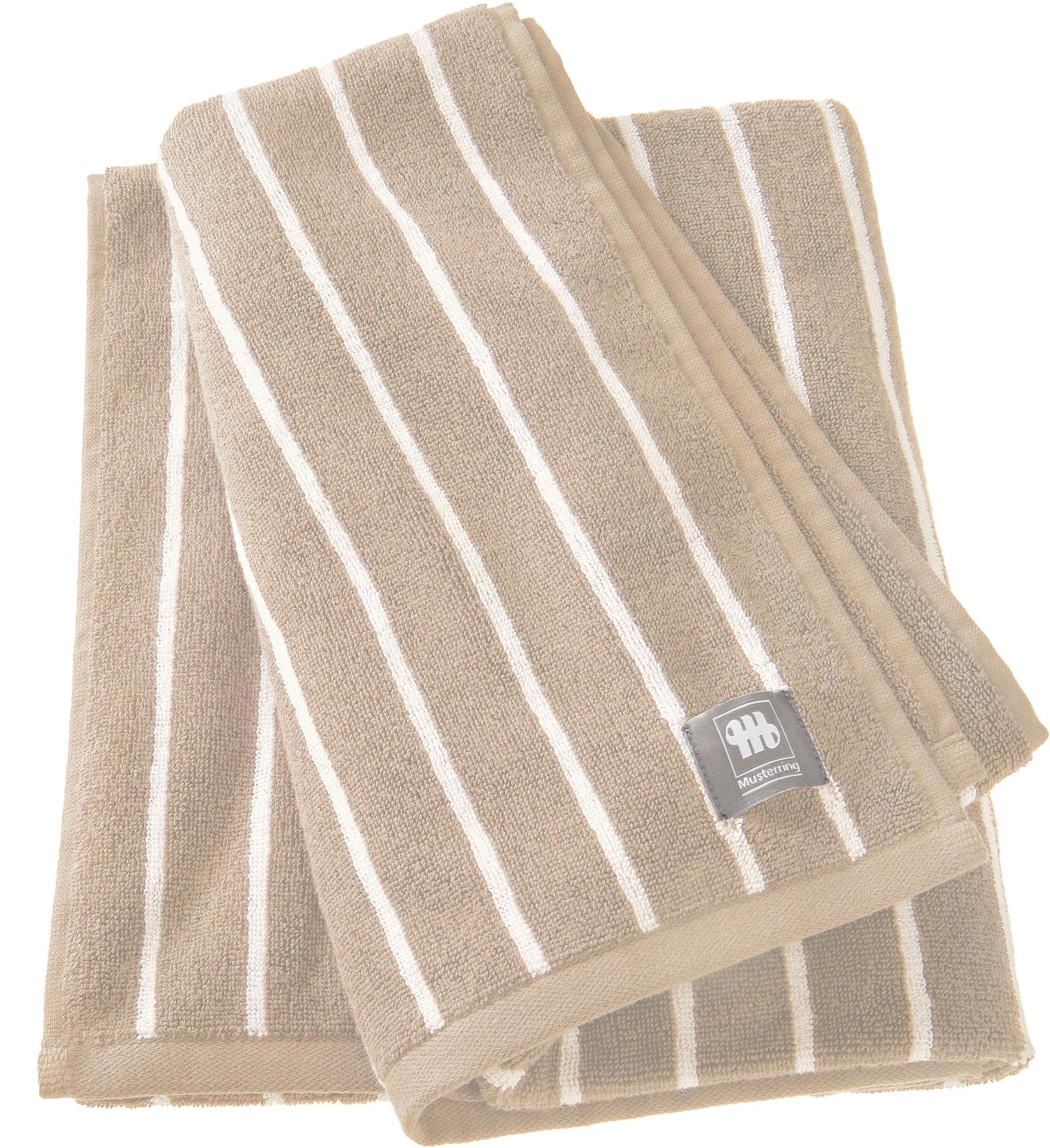 MUSTERRING Badetuch Needlestripe Beige Jacquard Baumwolle