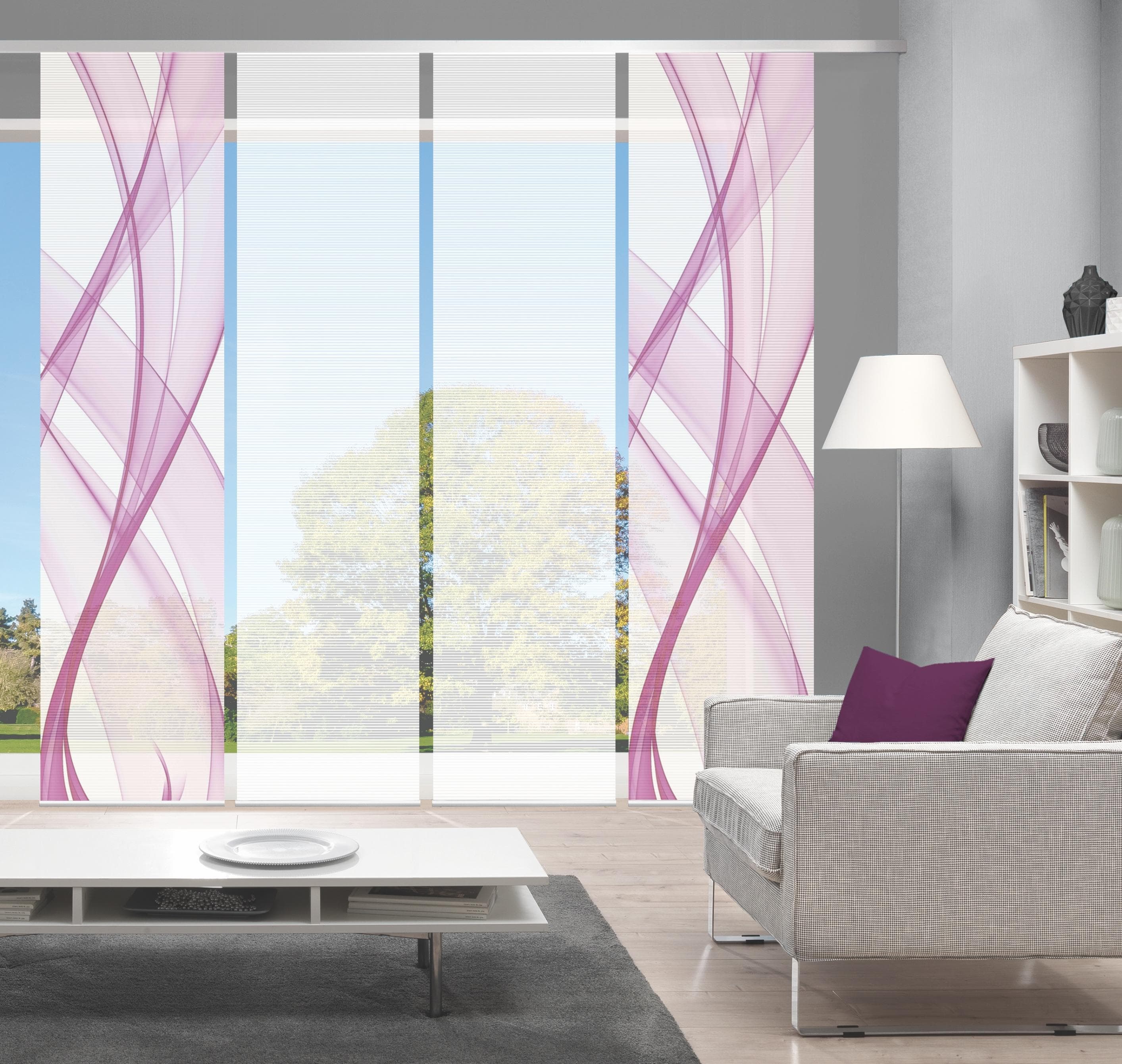 VISION Schiebegardine PACOLIA Bambus Optik Pink Set