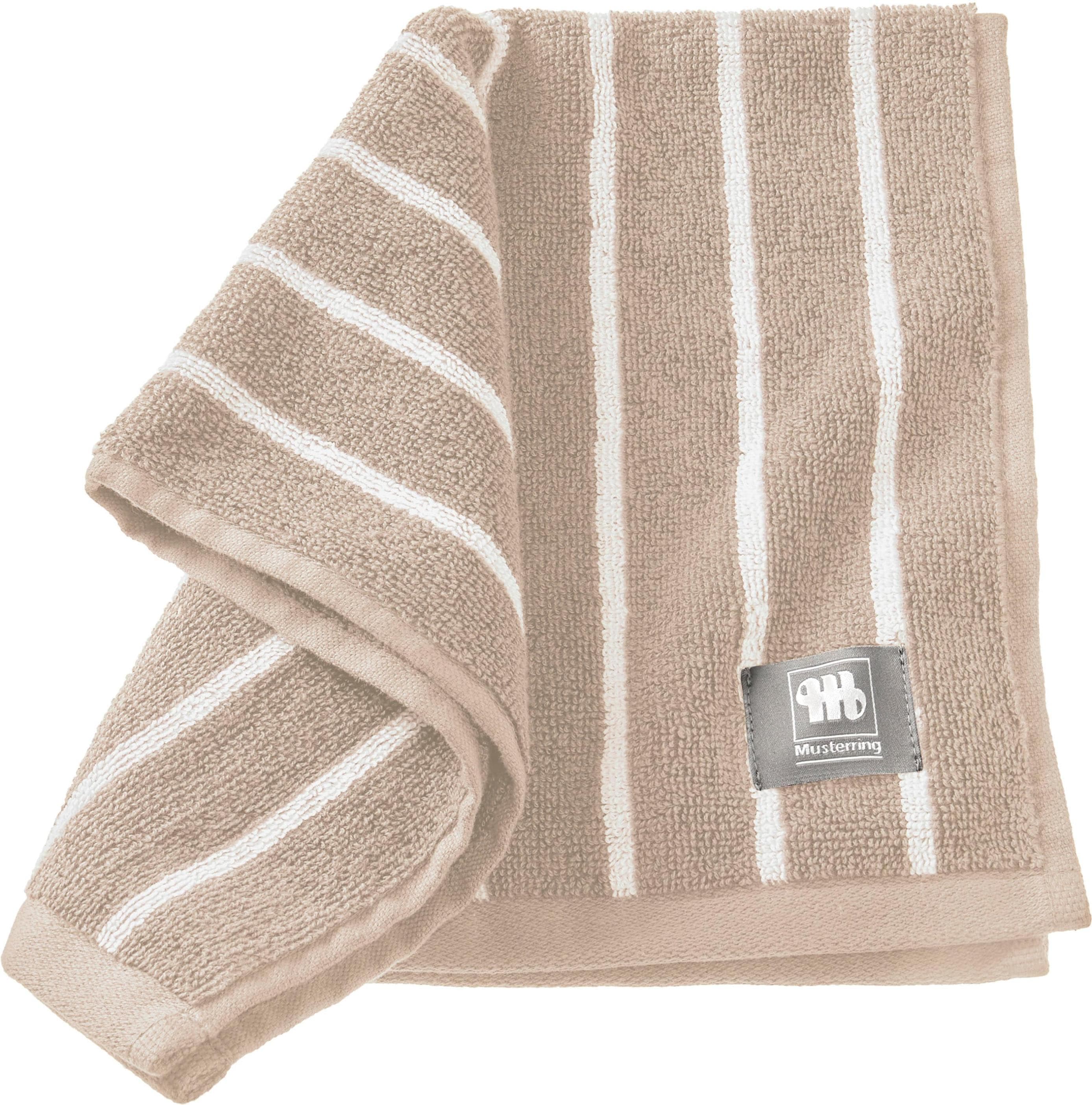 MUSTERRING Gästehandtuch Needlestripe Beige Jacquard Baumwolle