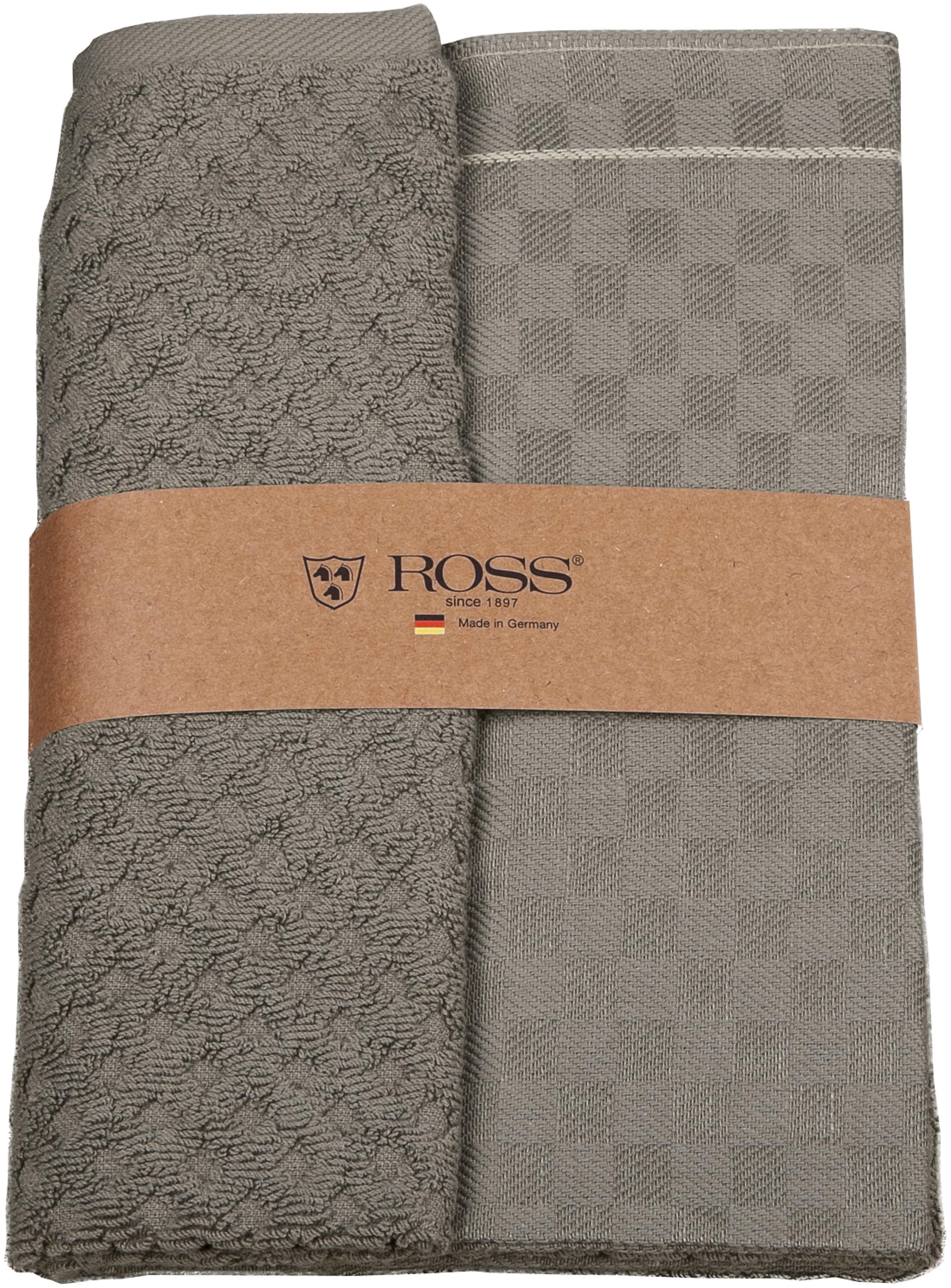 ROSS Geschirrtuch 2er Set Grau Flanell Halbleinen