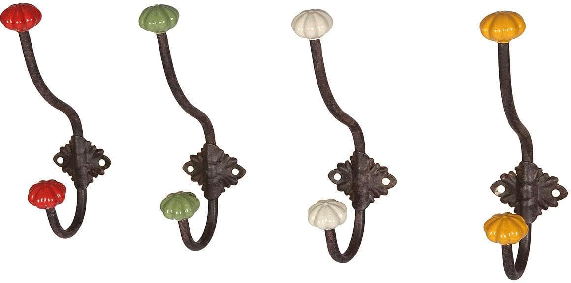 AMBIENTE HAUS Garderobenhaken mit Keramik Rot Antikbraun