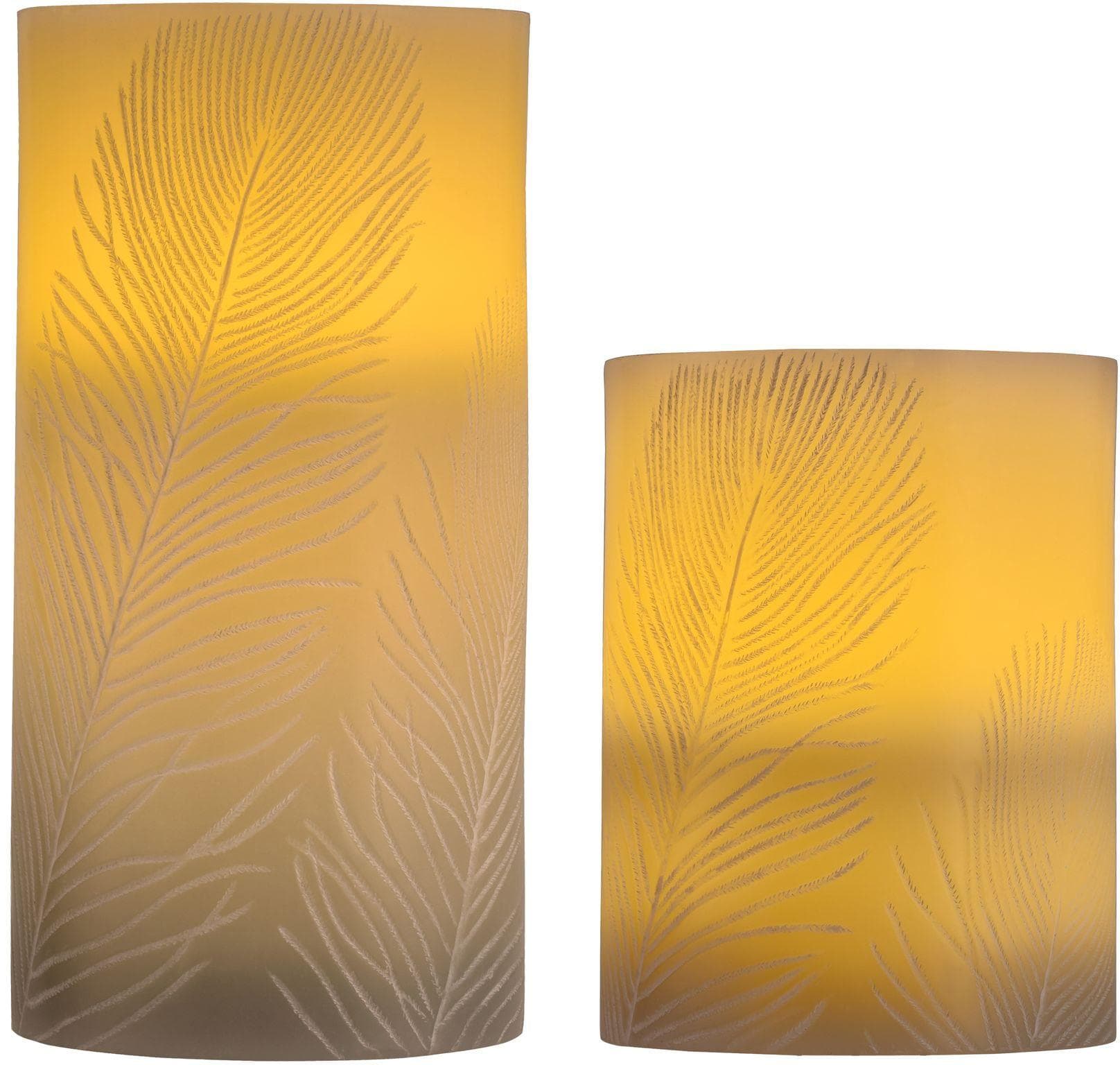 PAULEEN LED Dekolicht Kerze Cosy Feather 2er Set Gold Weiß