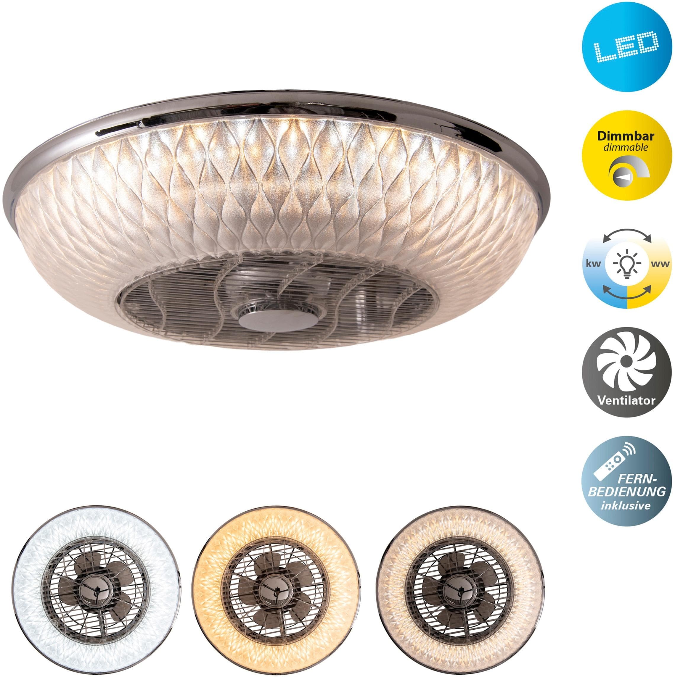 NÄVE LED Deckenleuchte Viento Ventilator Transparent Dimmbar
