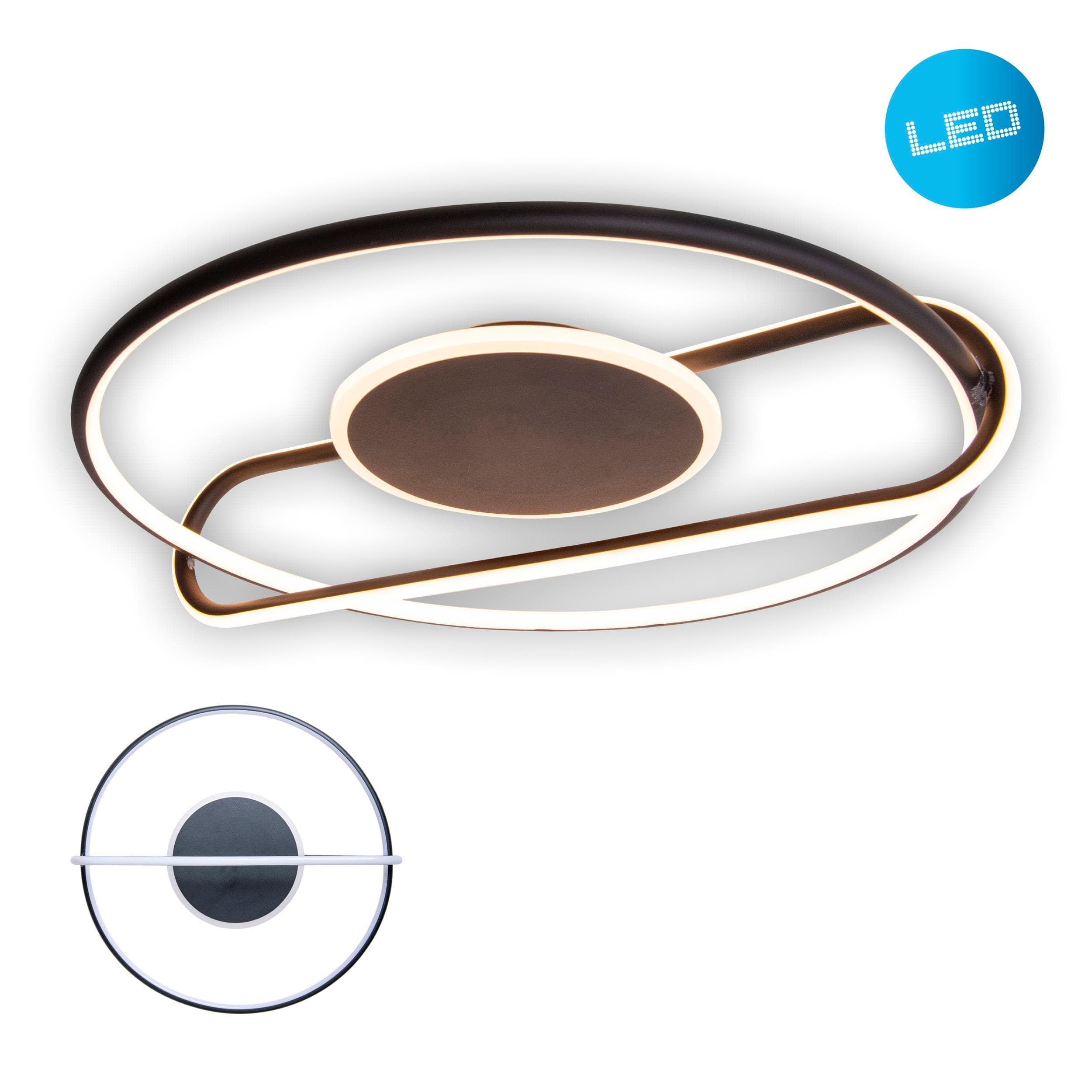 Näve Deckenleuchte LED Modern Schwarz für Wohnzimmer und Schlafzimmer