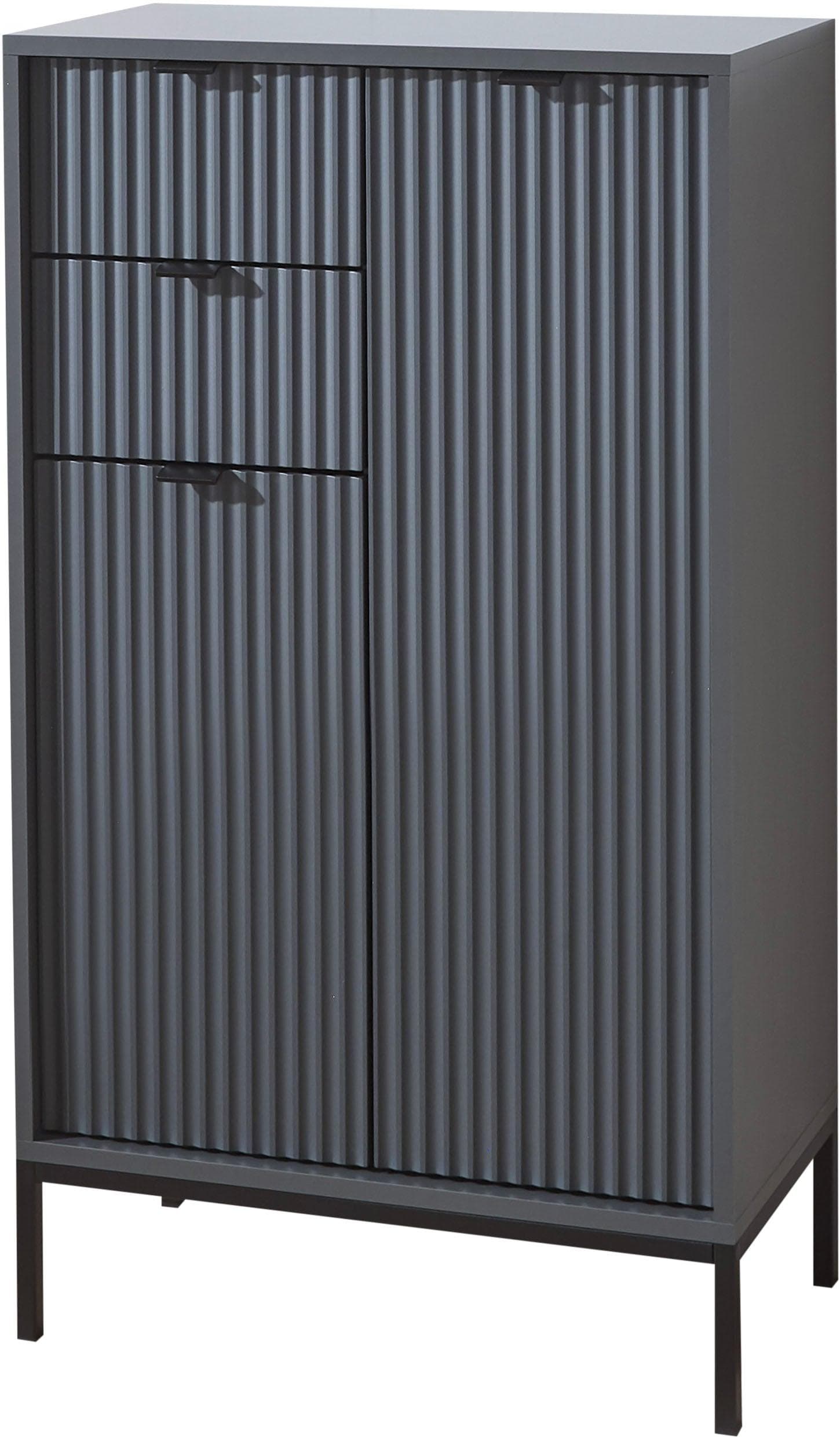 BASIC by Balculina Lucera Midischrank Grau Matt 60x106x32 cm