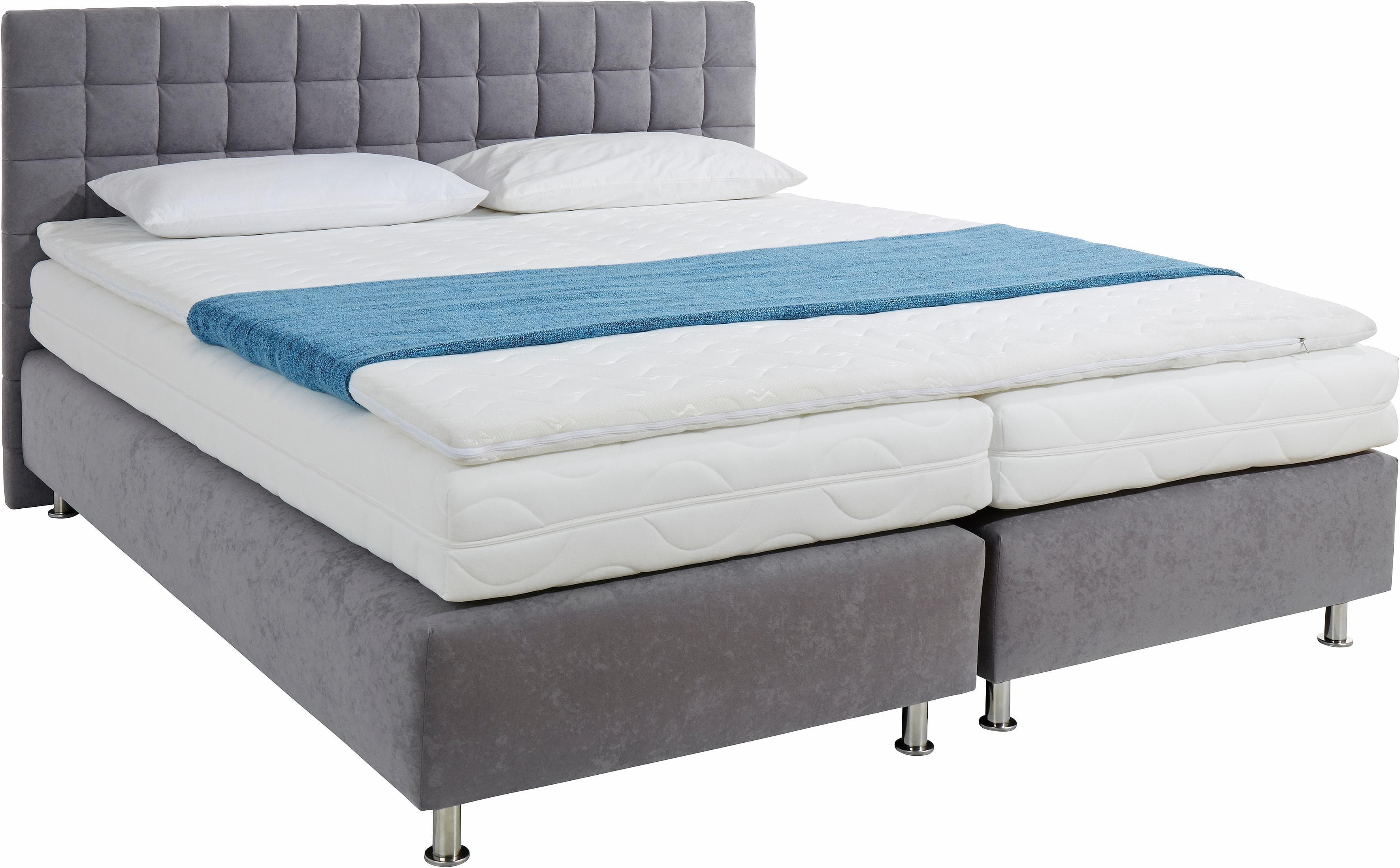 Westfalia Schlafkomfort Boxspringbett Grau Microvelours