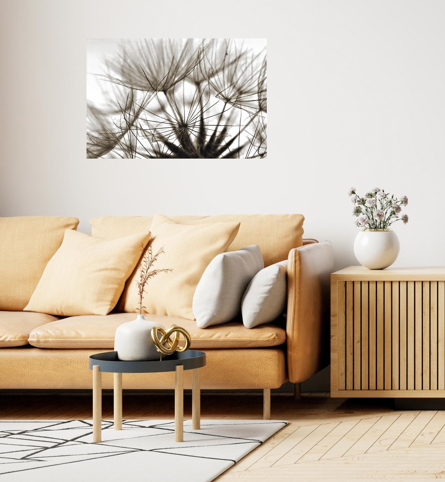 QUEENCE Wandsticker Blume Beige Selbstklebend Wandtattoo