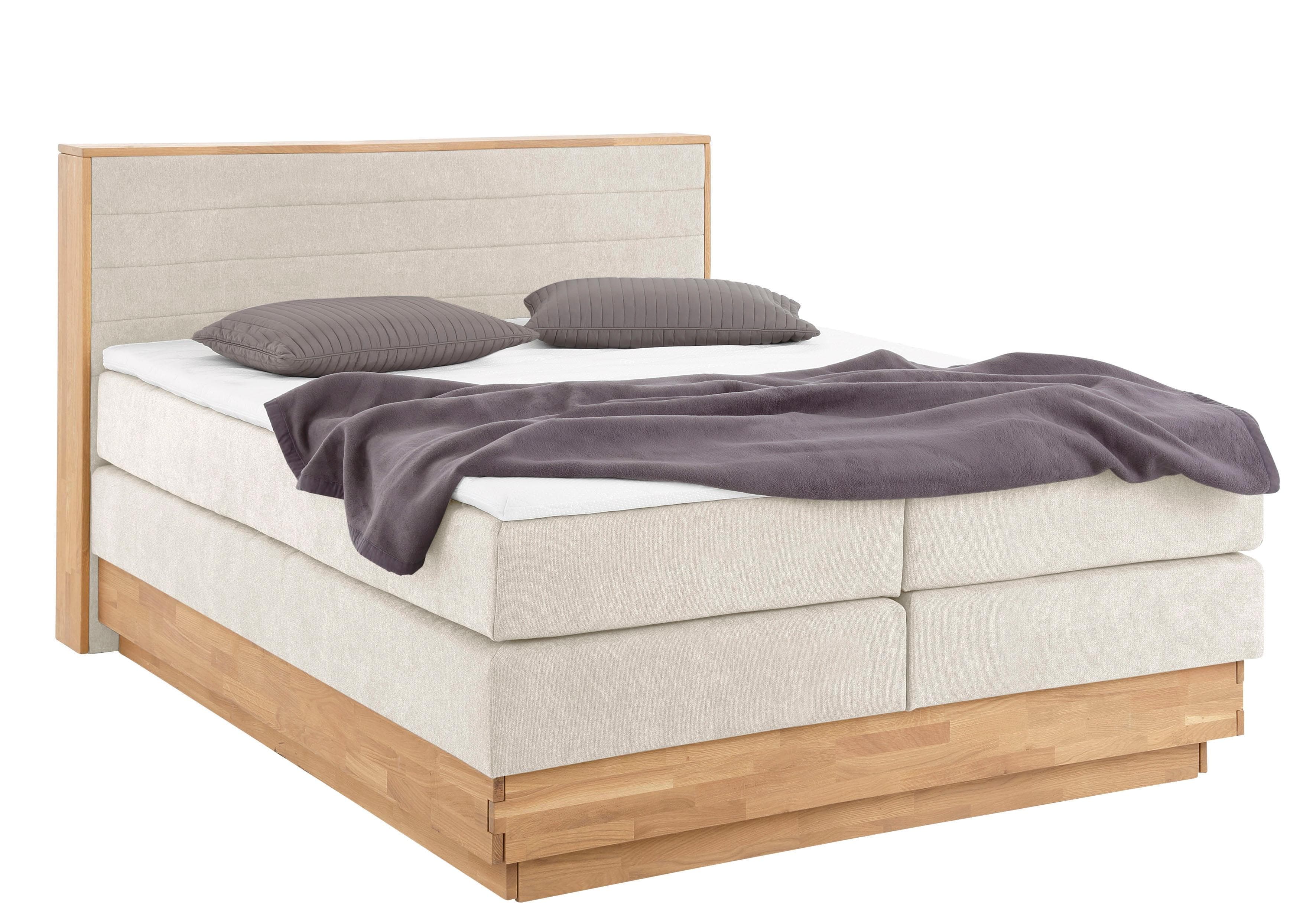 Home Affaire Boxspringbett Cavan Beige mit Bettkasten & Topper