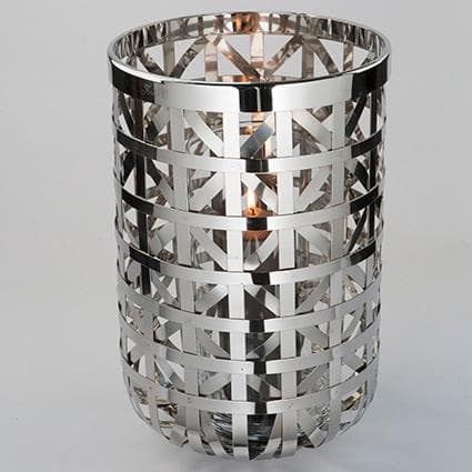 Fink JORIS Windlicht Edelstahl Glas Silber Kerzenhalter