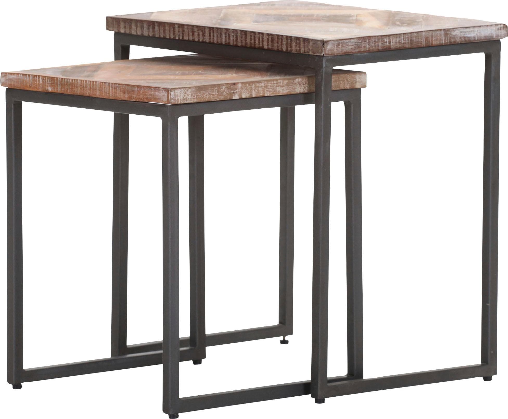 GUTMANN FACTORY Beistelltisch Massivholz Grau/Braun
