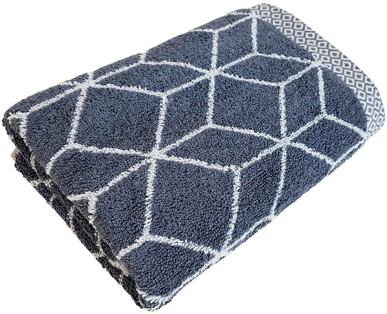 Framsohn Frottier Handtuch Set Jacquard Prisma Anthrazit Weiß
