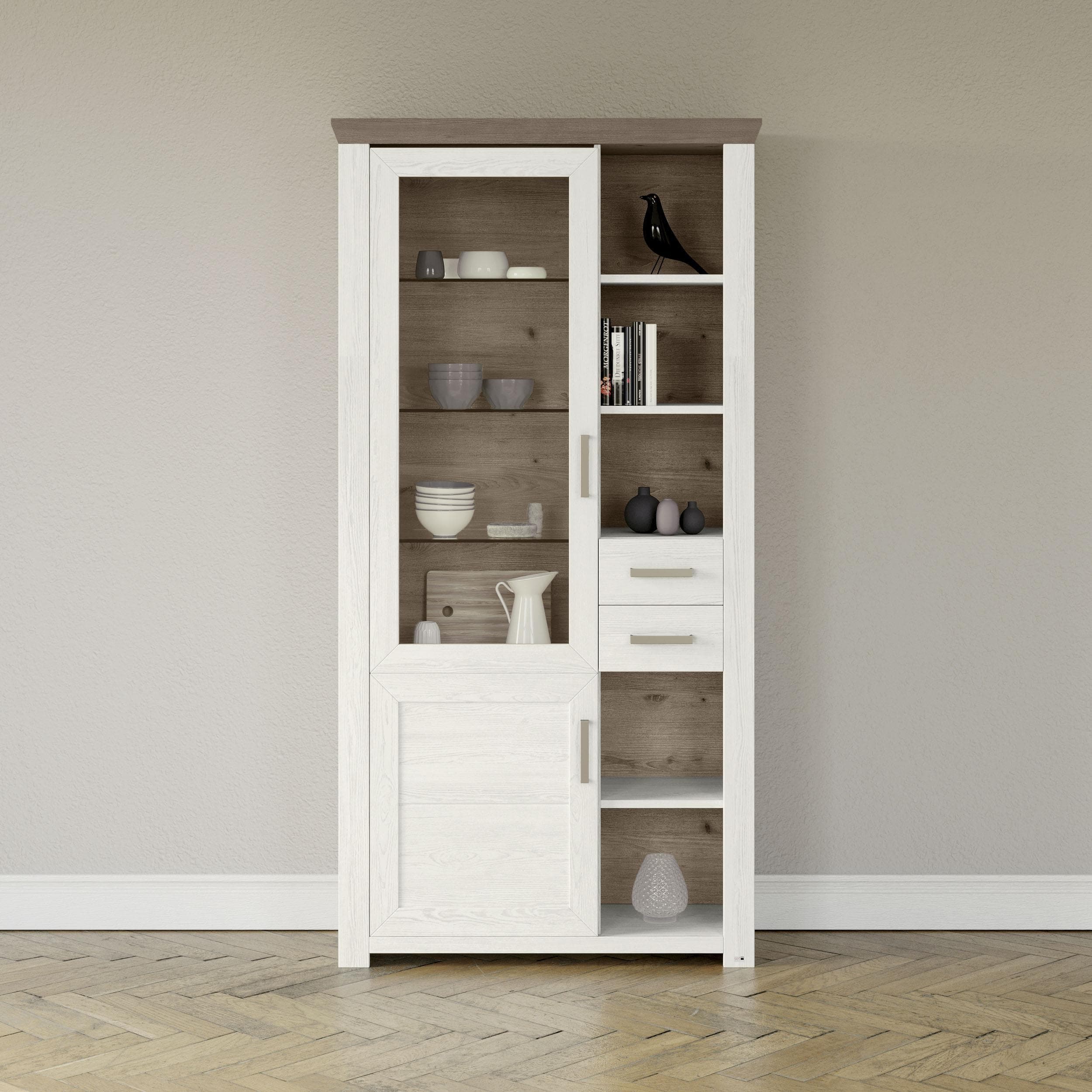 Standvitrine York Weiß Eiche Hell Set One by Musterring