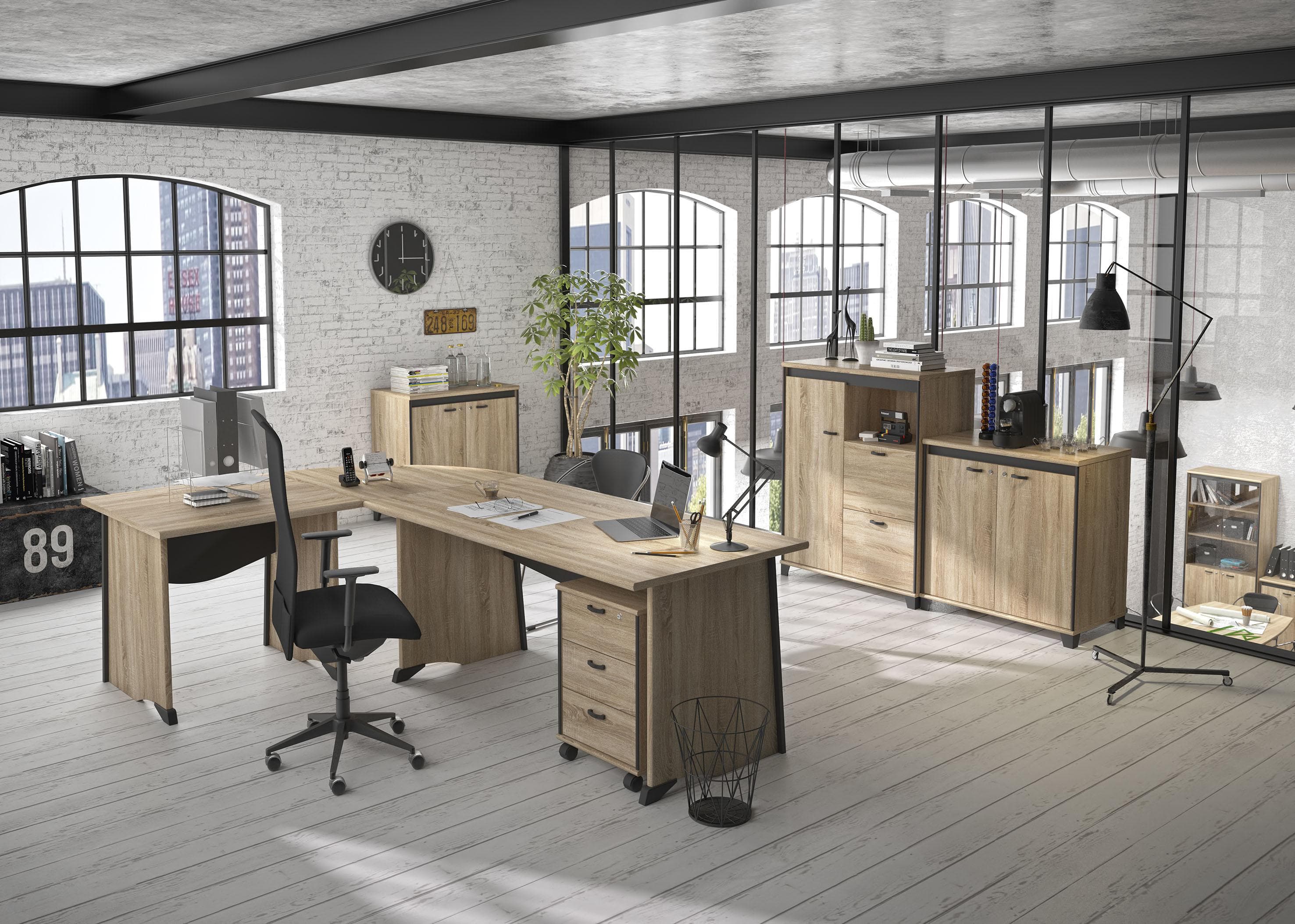 GAMI MAMBO Schreibtisch 160cm Eiche Sonoma Schwarz