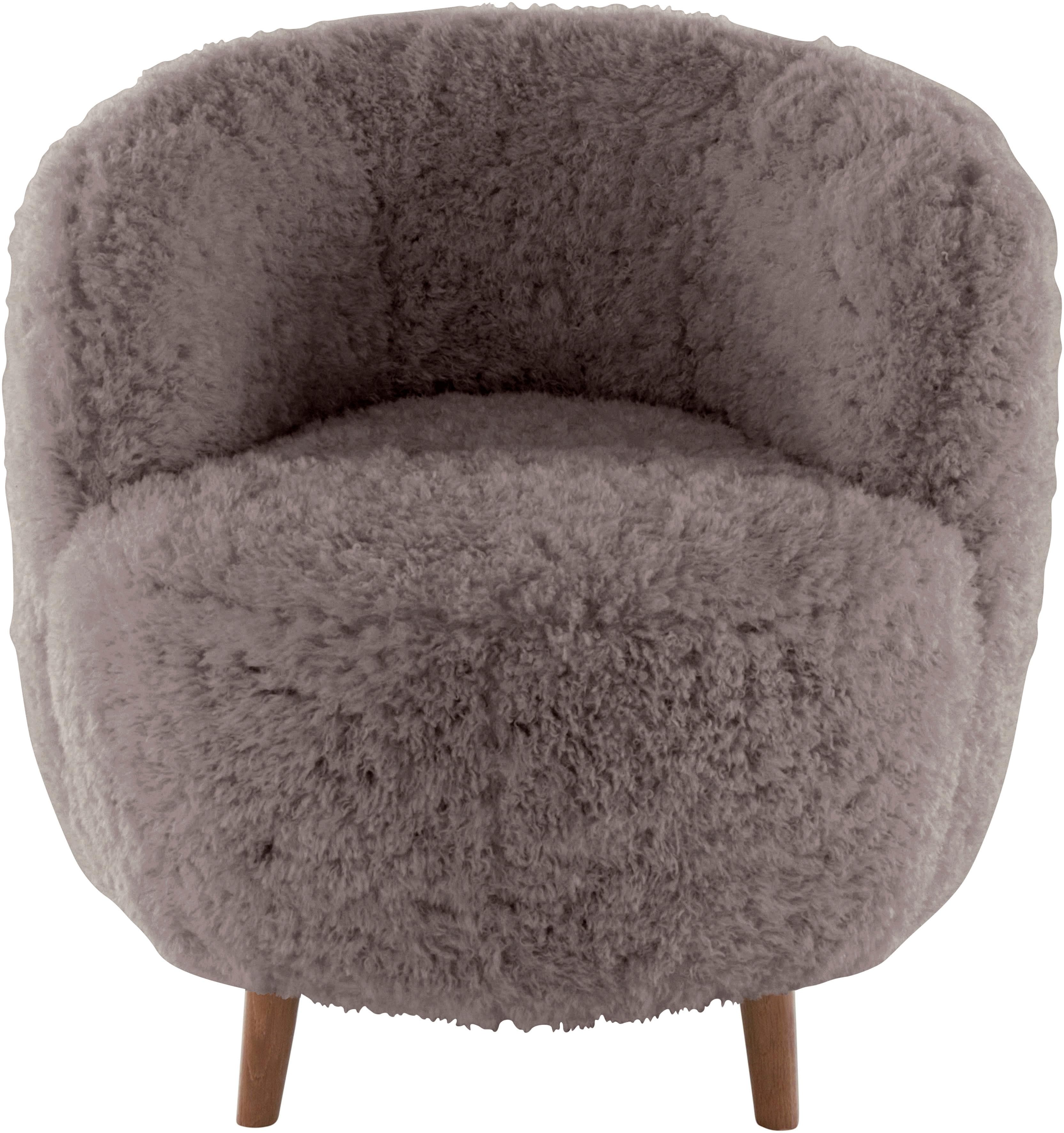 LeGer Home Sessel Neeltje Taupe Fellimitat Runder Cocktailsessel