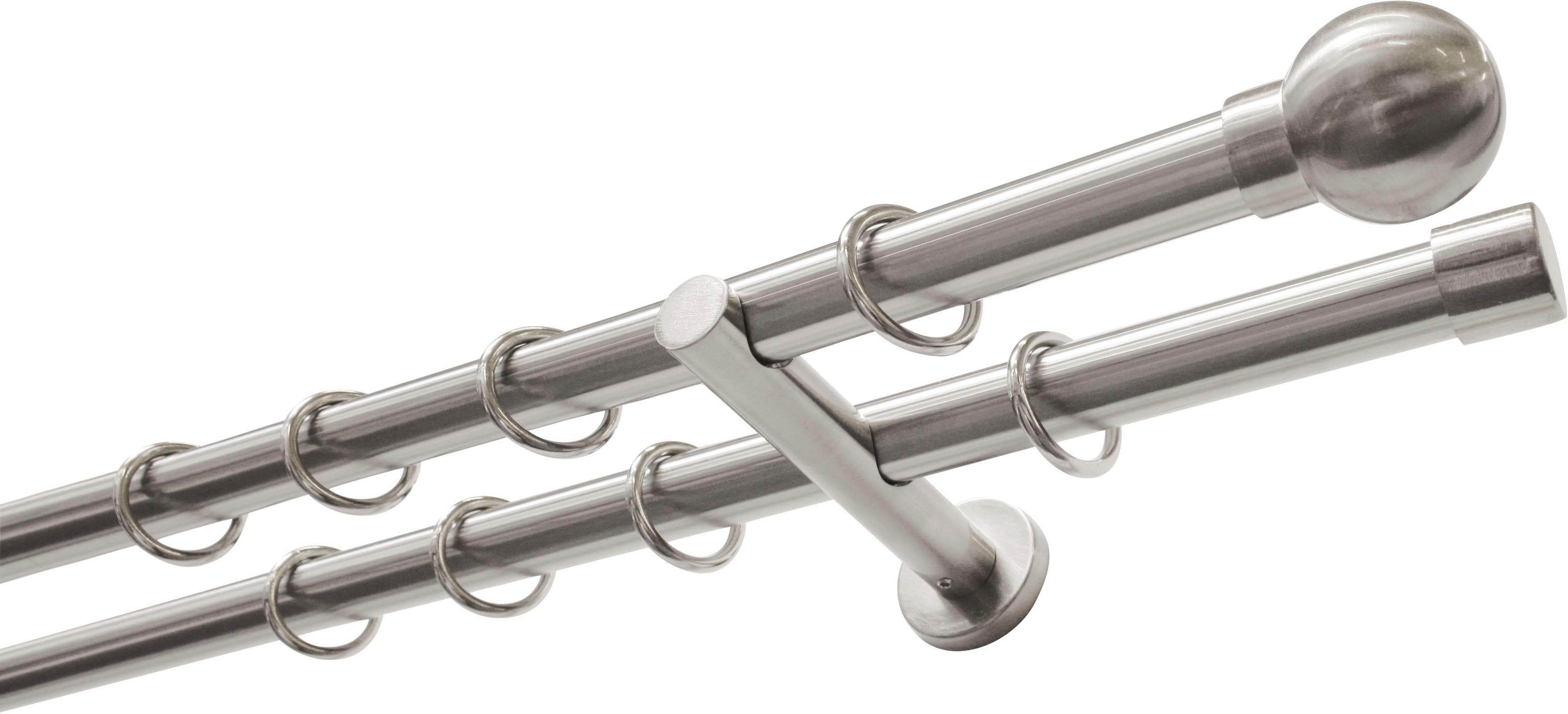 Gardinia Gardinenstange Set Metall 2-Lauf Silber Aluminium