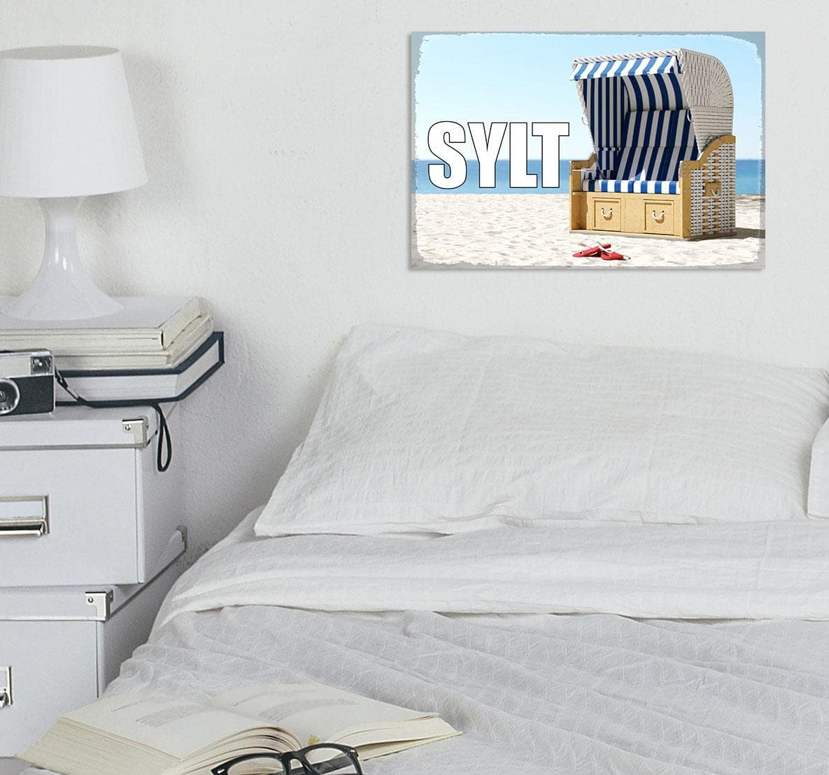 Metallbild QUEENCE Sylter Strandkorb Beige
