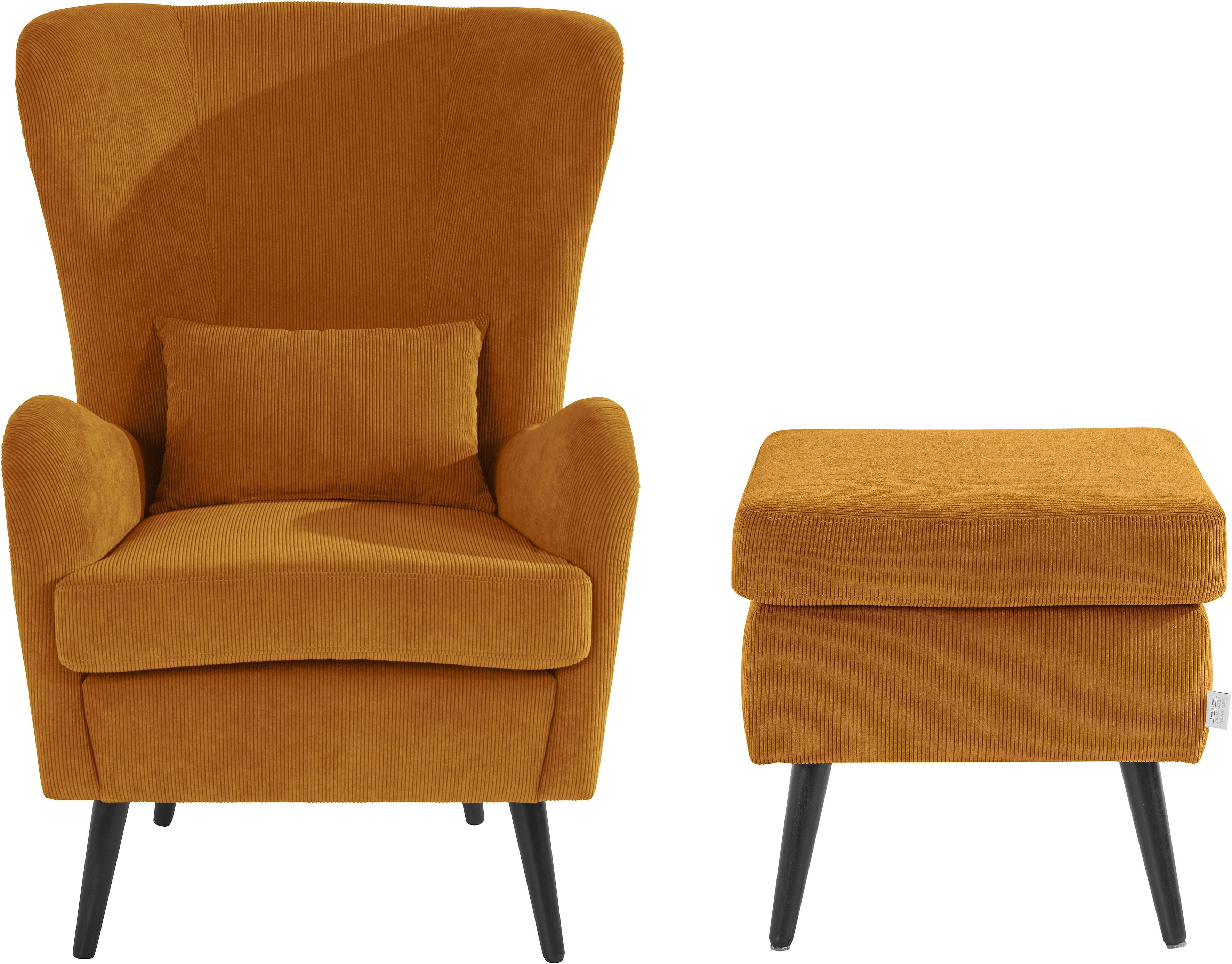 HOME AFFAIRE Sessel Sallito Curry mit Hocker Samtcord