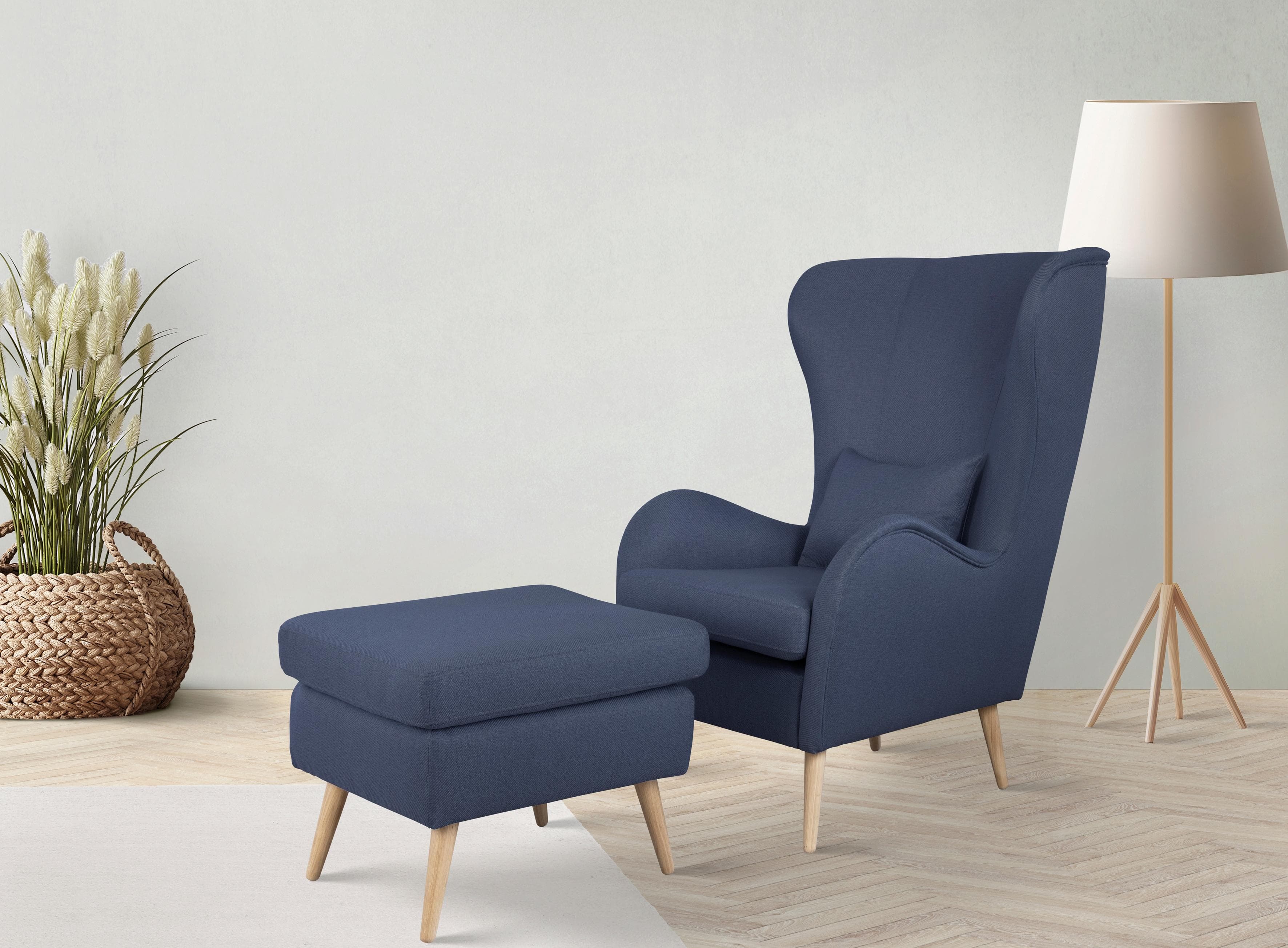 Home Affaire Polstergarnitur Charles Dunkelblau mit Hocker
